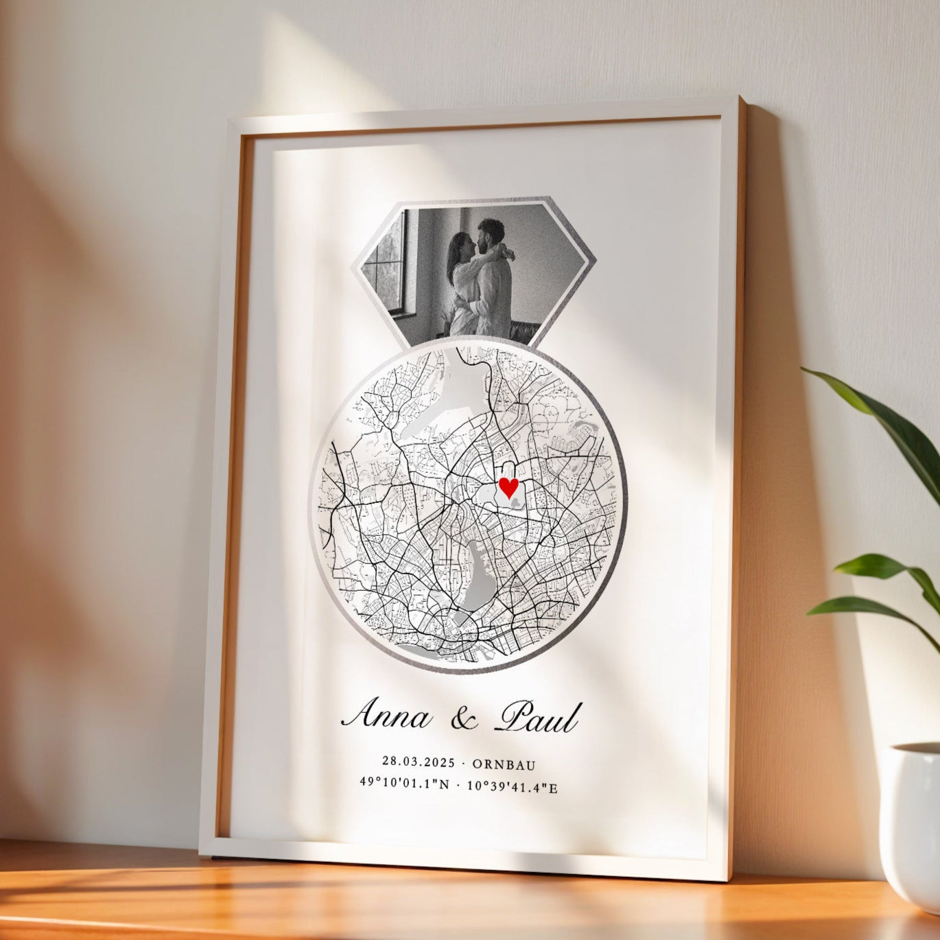 Silberhochzeit Geschenk – Personalisiertes Poster mit Koordinaten