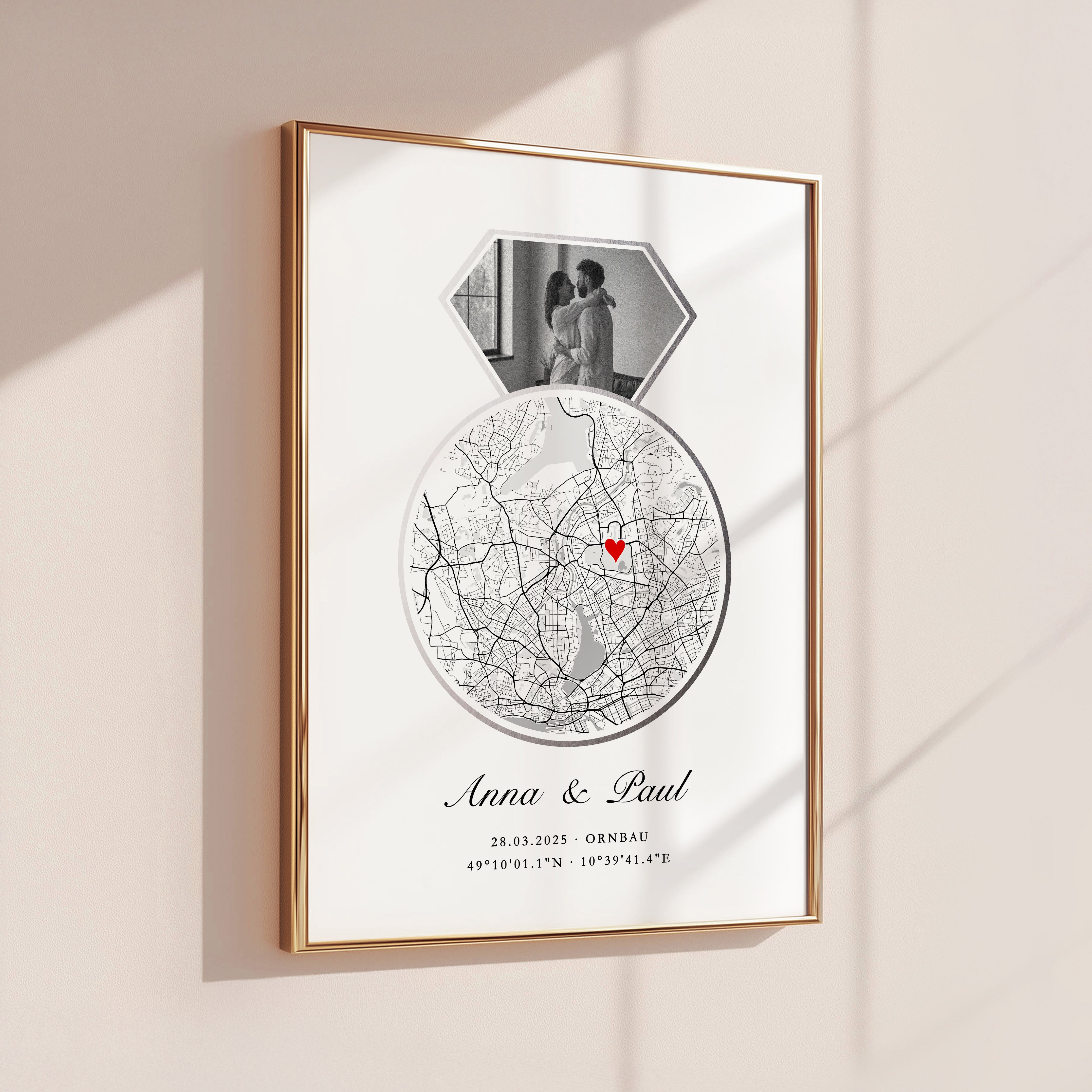 Silberhochzeit Geschenk – Personalisiertes Poster mit Koordinaten