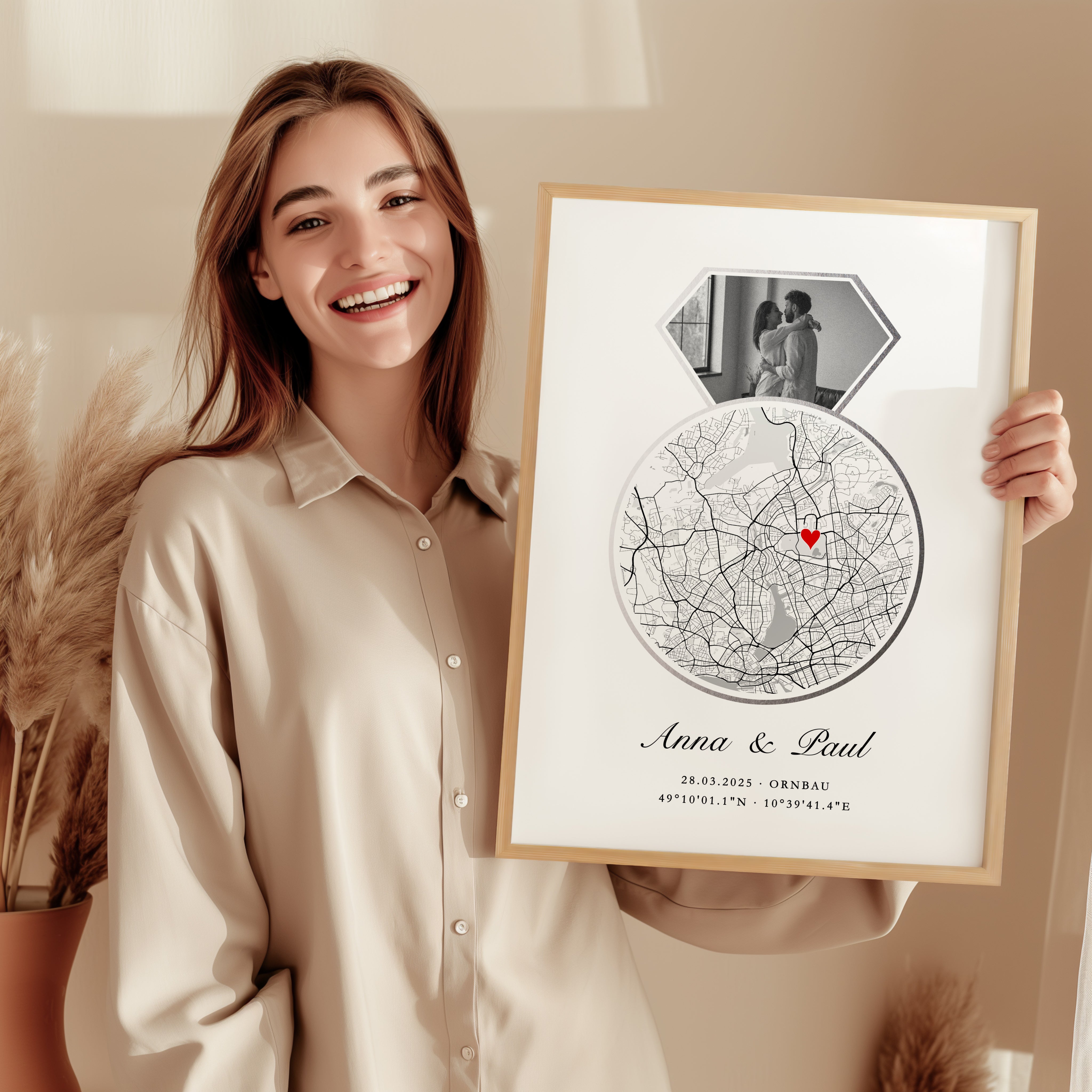 Silberhochzeit Geschenk – Personalisiertes Poster mit Koordinaten
