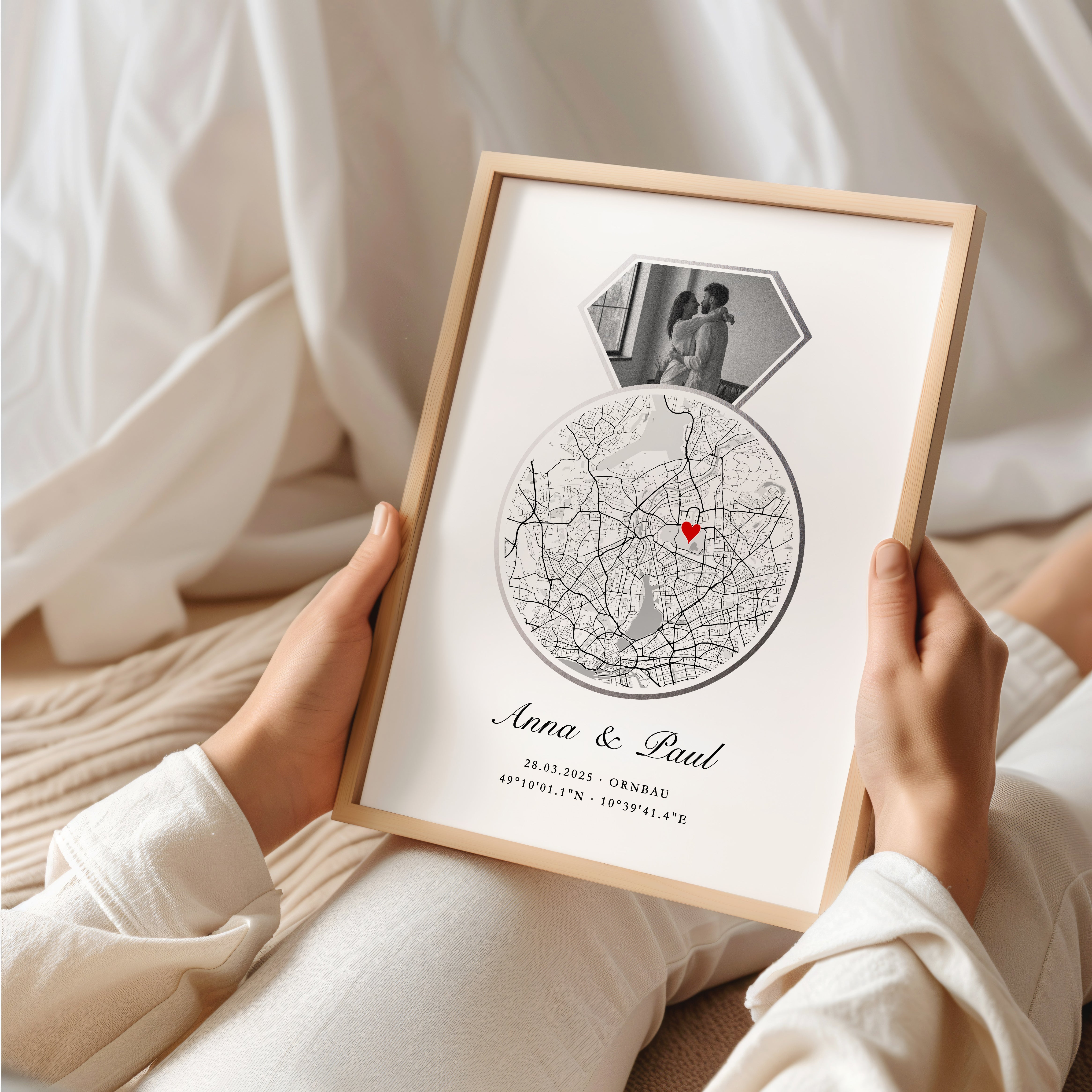 Silberhochzeit Geschenk – Personalisiertes Poster mit Koordinaten