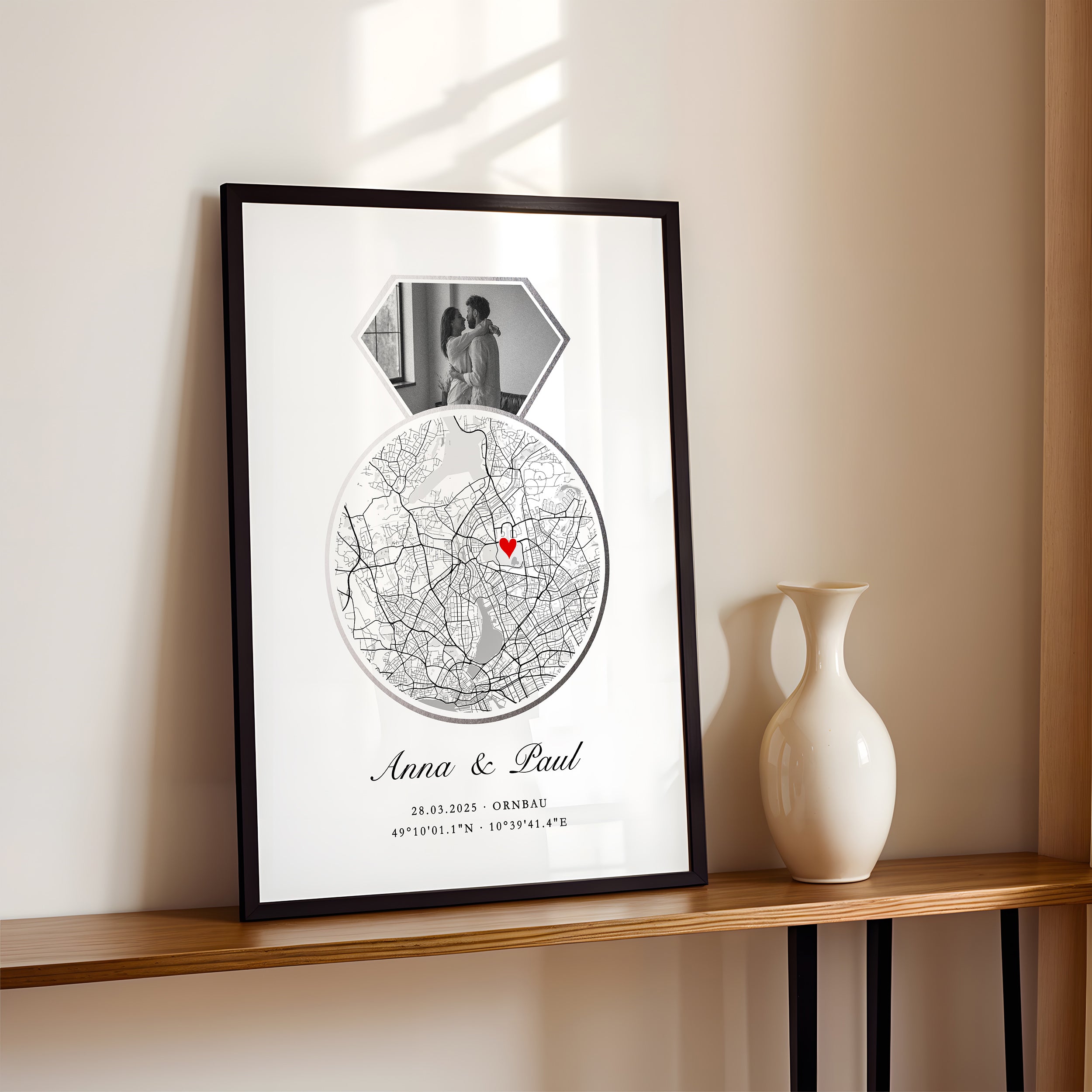 Silberhochzeit Geschenk – Personalisiertes Poster mit Koordinaten