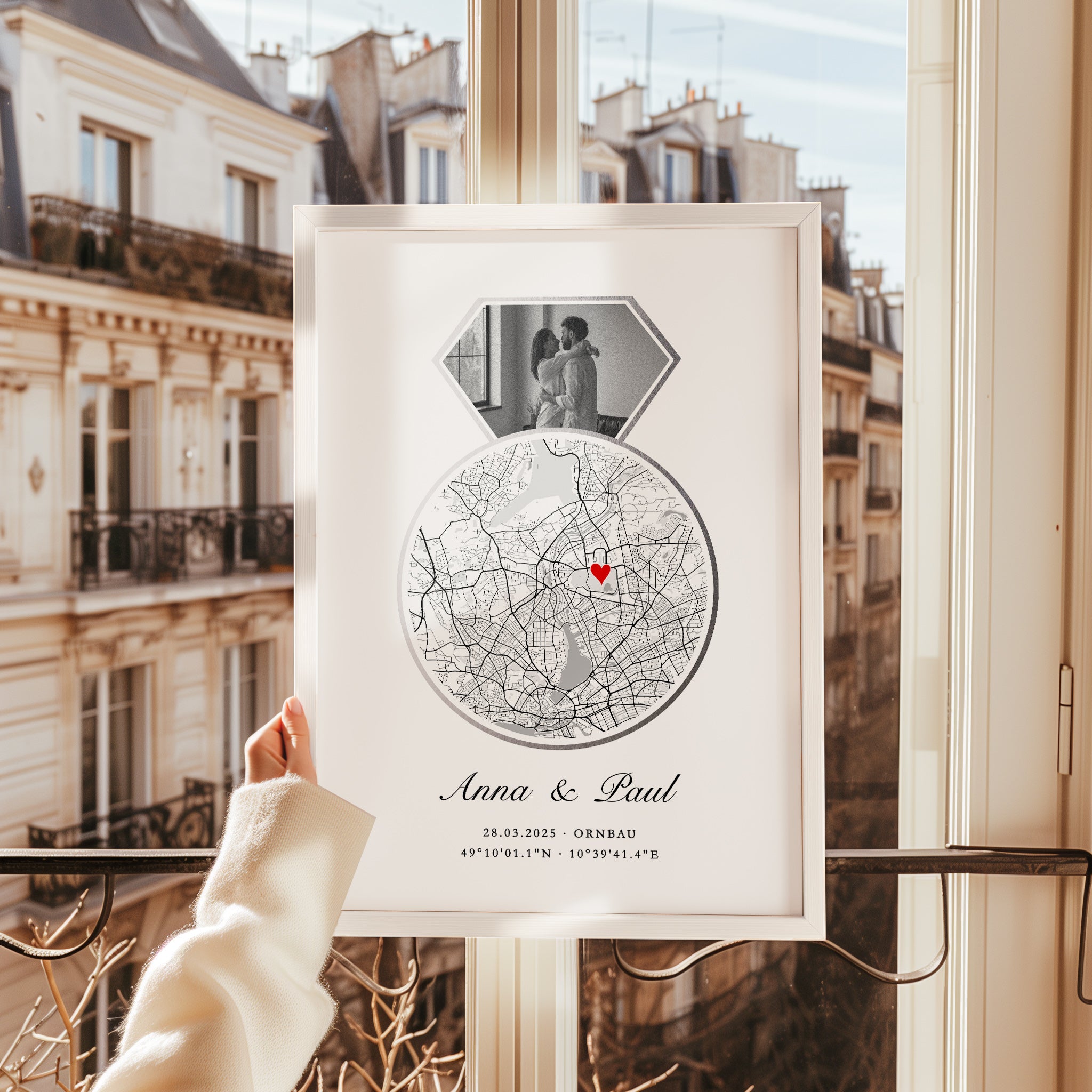 Silberhochzeit Geschenk – Personalisiertes Poster mit Koordinaten