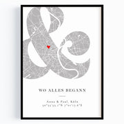 Wo alles begann Poster – personalisiertes Stadtkarte Geschenk zum Jahrestag