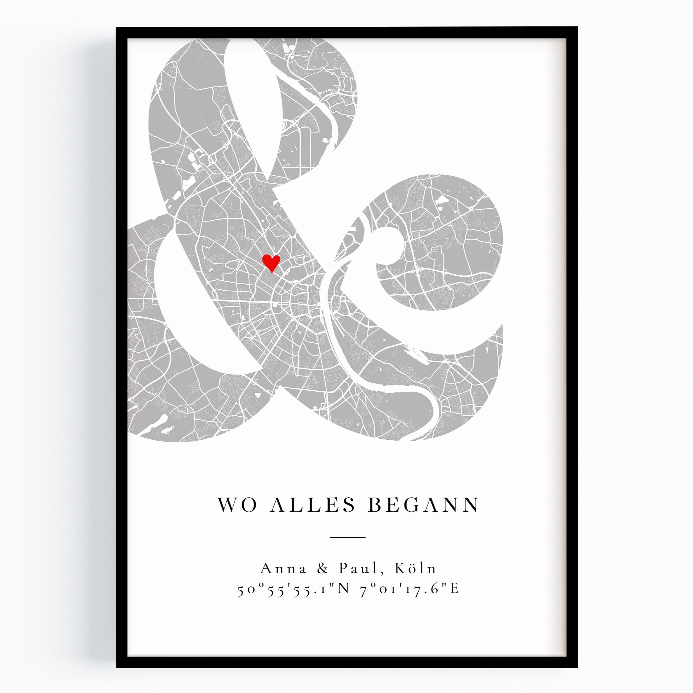 Wo alles begann Poster – personalisiertes Stadtkarte Geschenk zum Jahrestag
