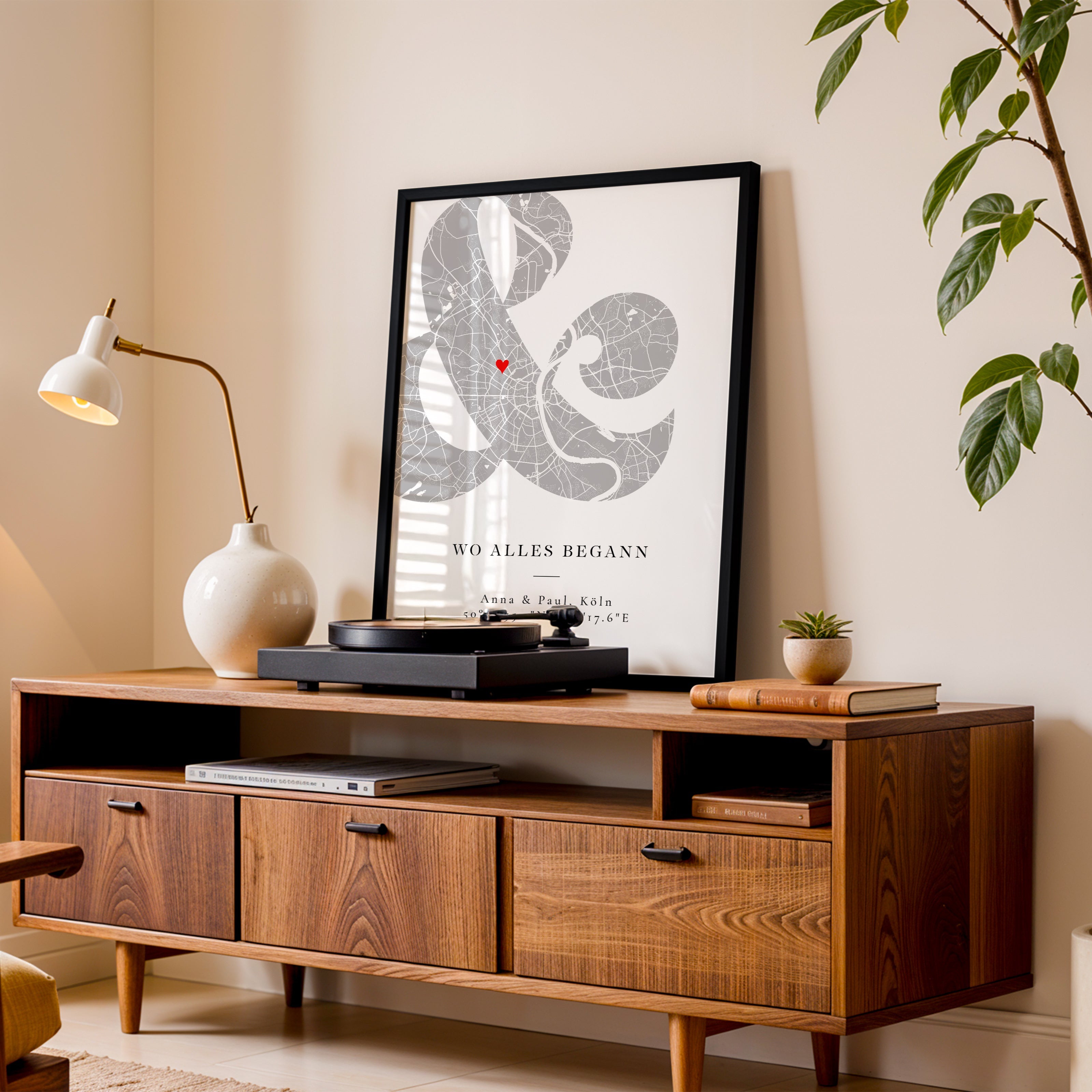 Wo alles begann Poster – personalisiertes Stadtkarte Geschenk zum Jahrestag