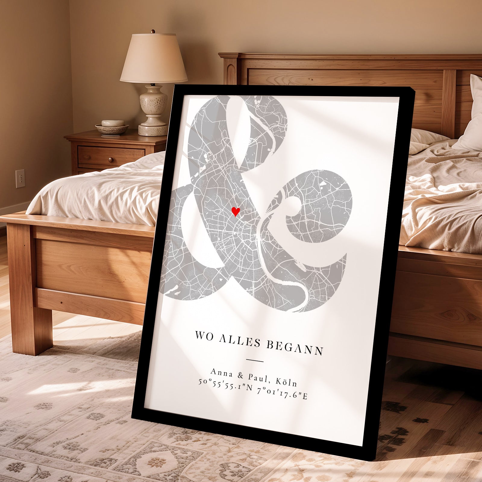 Wo alles begann Poster – personalisiertes Stadtkarte Geschenk zum Jahrestag