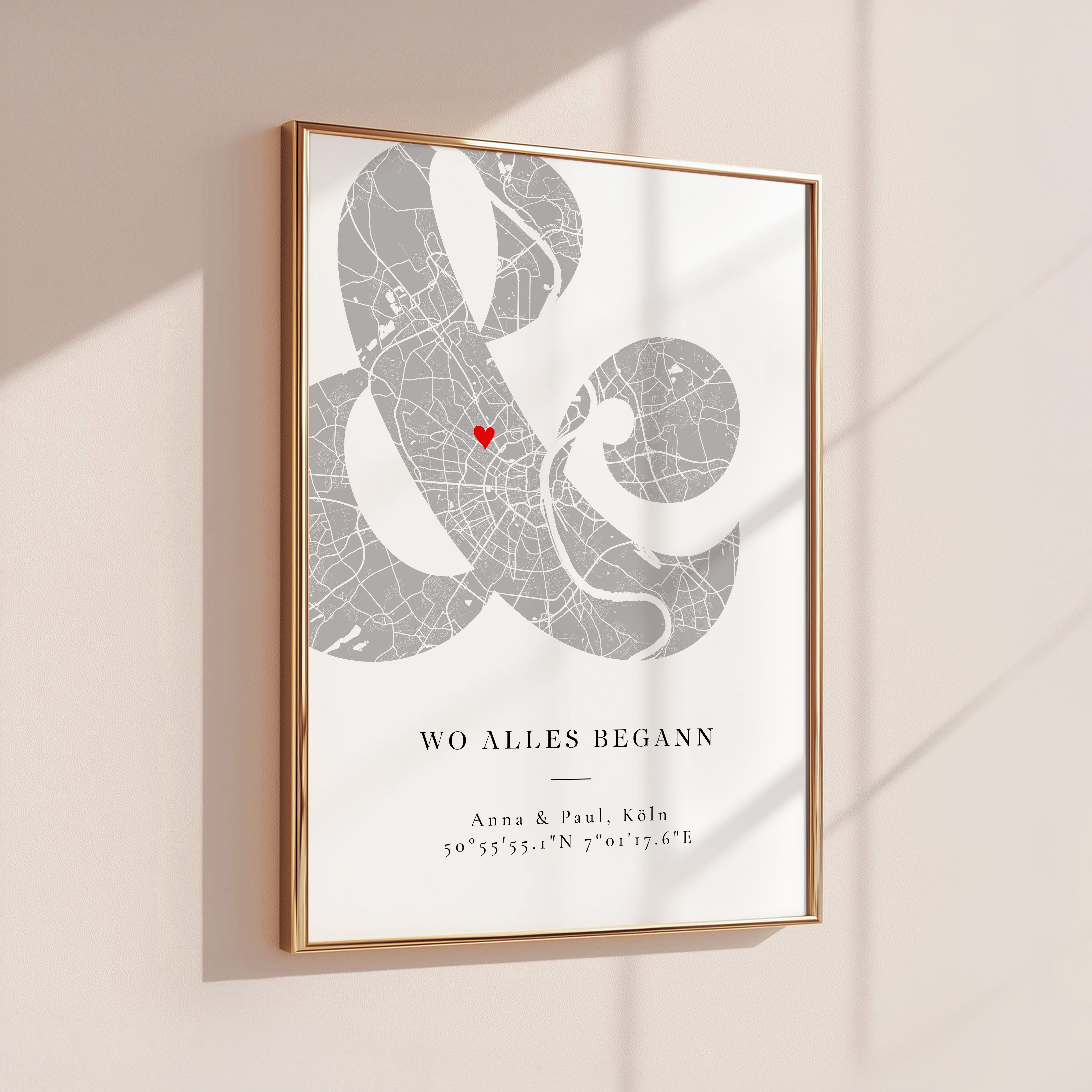 Wo alles begann Poster – personalisiertes Stadtkarte Geschenk zum Jahrestag