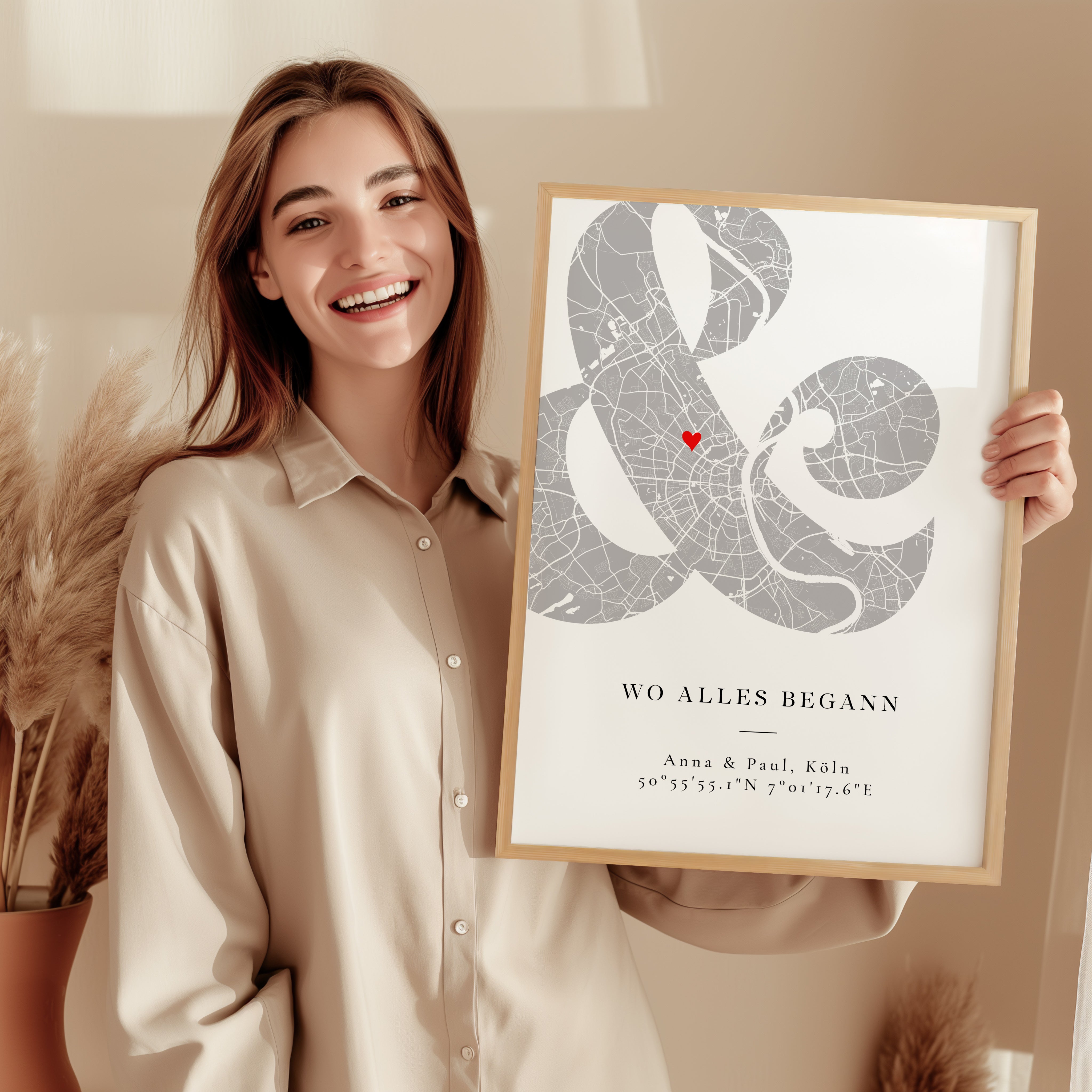 Wo alles begann Poster – personalisiertes Stadtkarte Geschenk zum Jahrestag