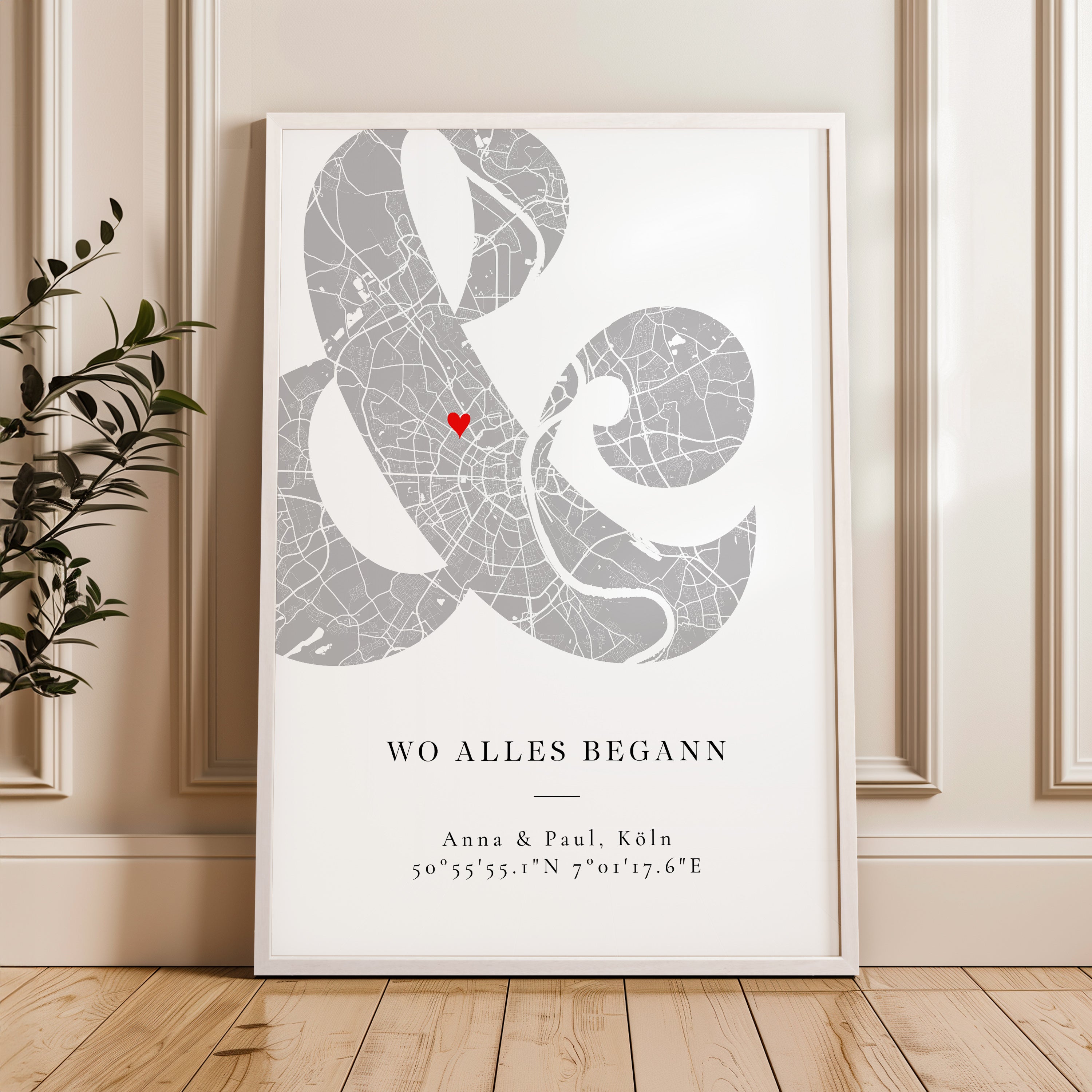 Wo alles begann Poster – personalisiertes Stadtkarte Geschenk zum Jahrestag