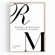 Personalisiertes Hochzeitsposter mit Initialen, Namen & Datum – Hochzeitsgeschenk für das Brautpaar