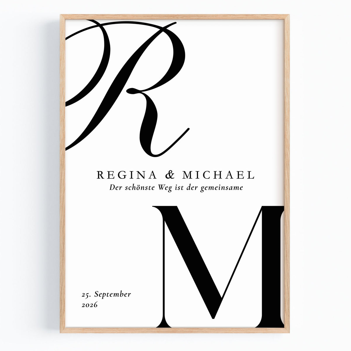 Personalisiertes Hochzeitsposter mit Initialen, Namen & Datum – Hochzeitsgeschenk für das Brautpaar
