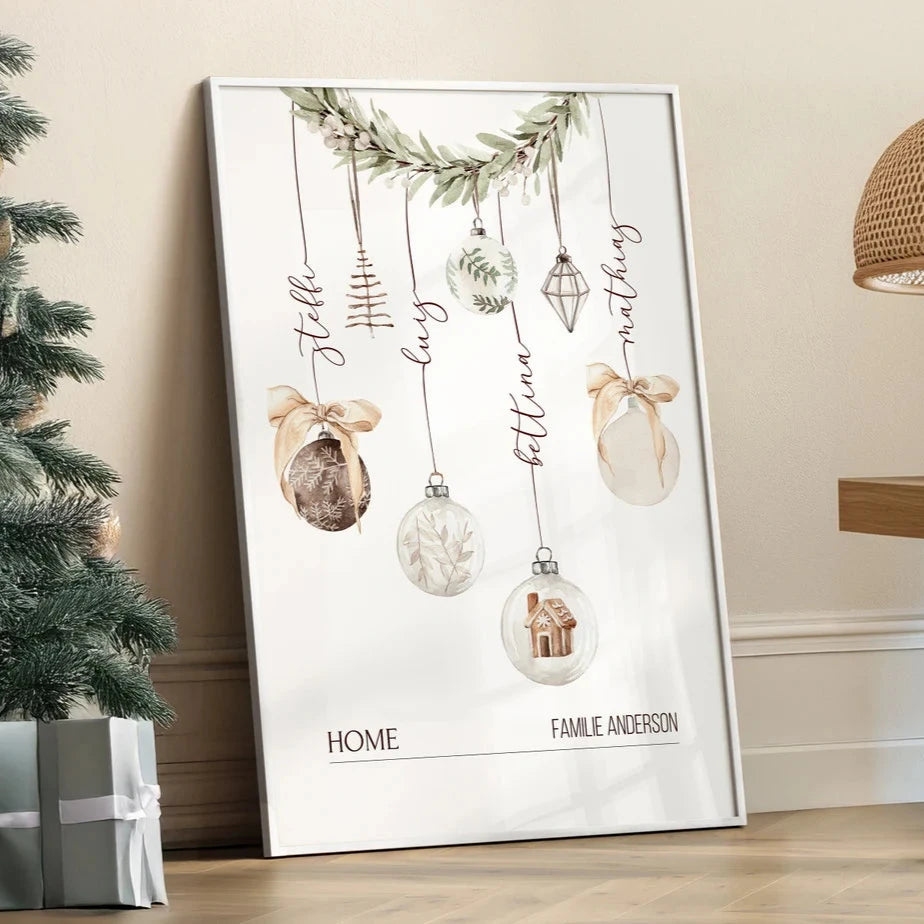 Familienposter mit Vornamen - Weihnachtsgeschenk für Familie, Eltern, Nachbarn
