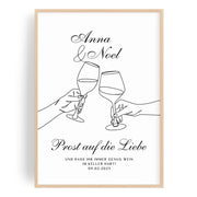 Hochzeit Geschenk – Wein Bild für Brautpaar
