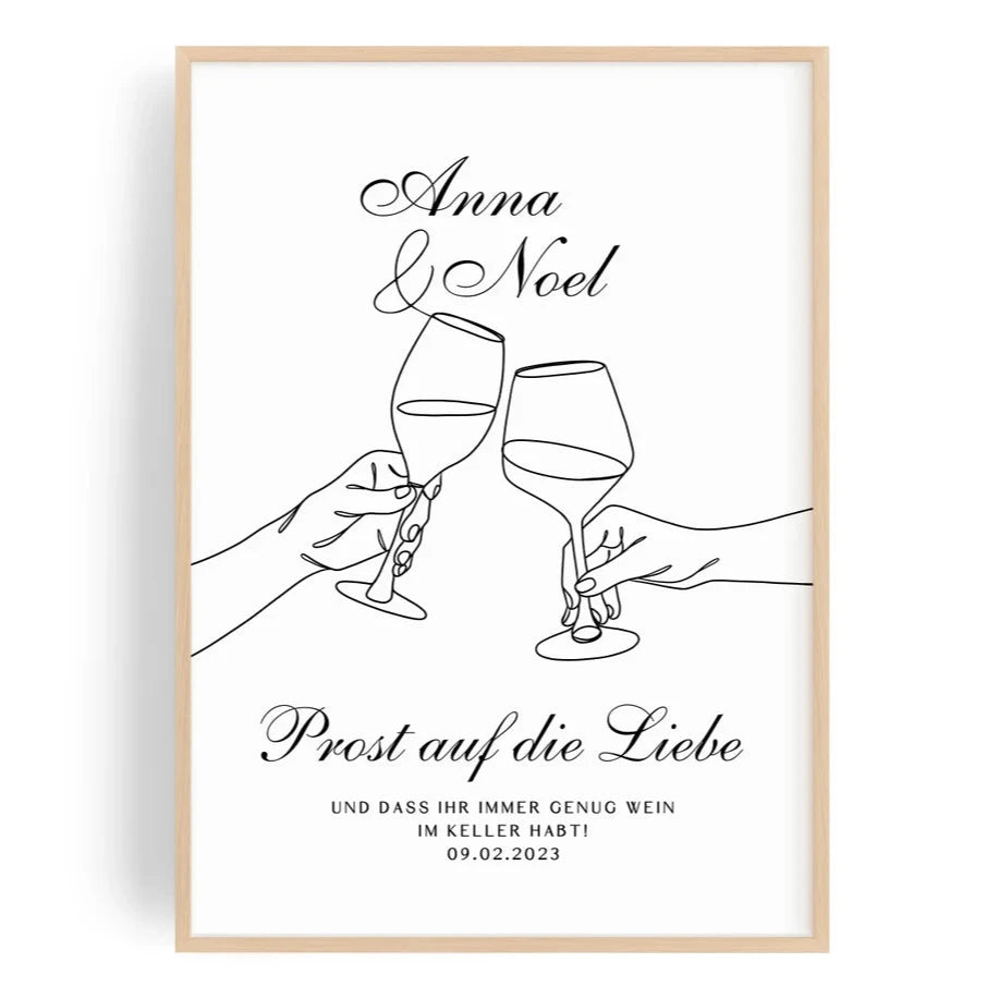 Hochzeit Geschenk – Wein Bild für Brautpaar