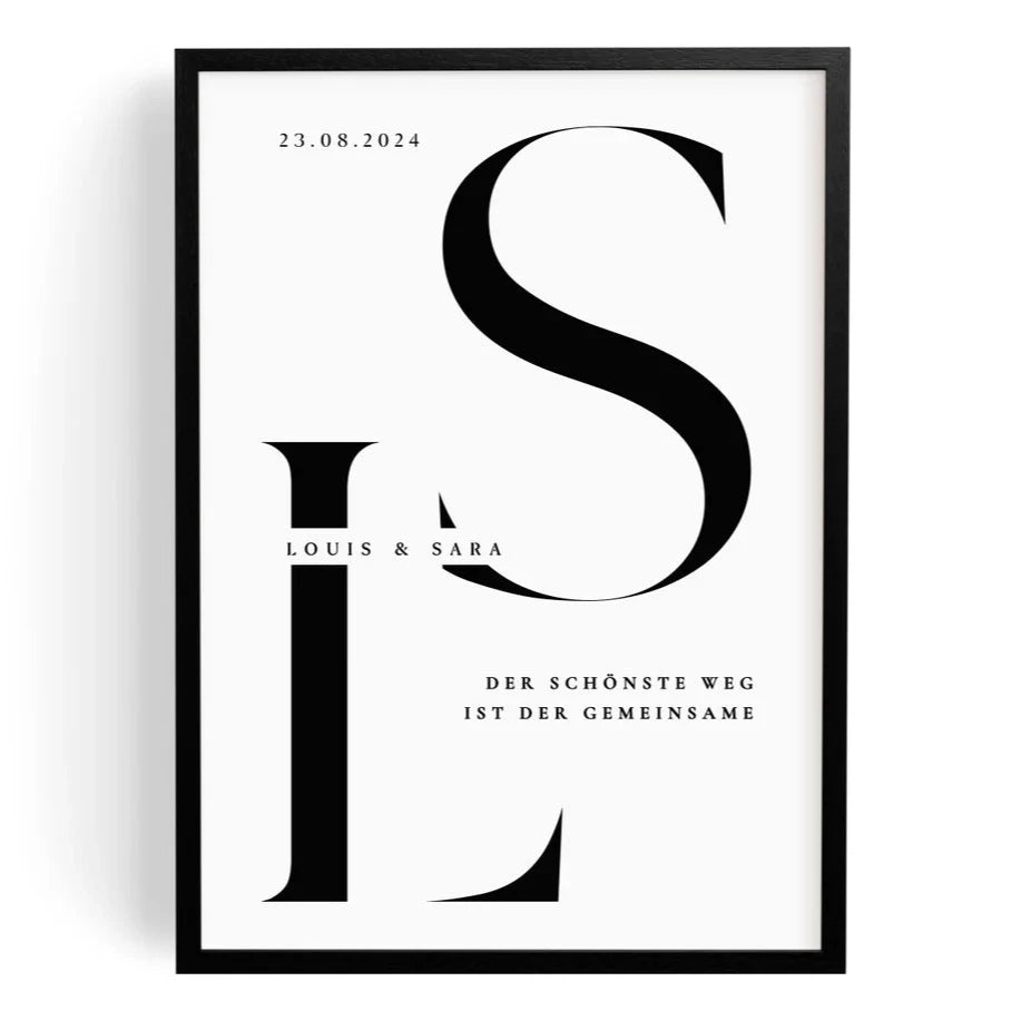 Hochzeitsgeschenk - Monogramm mit Namen für Brautpaar