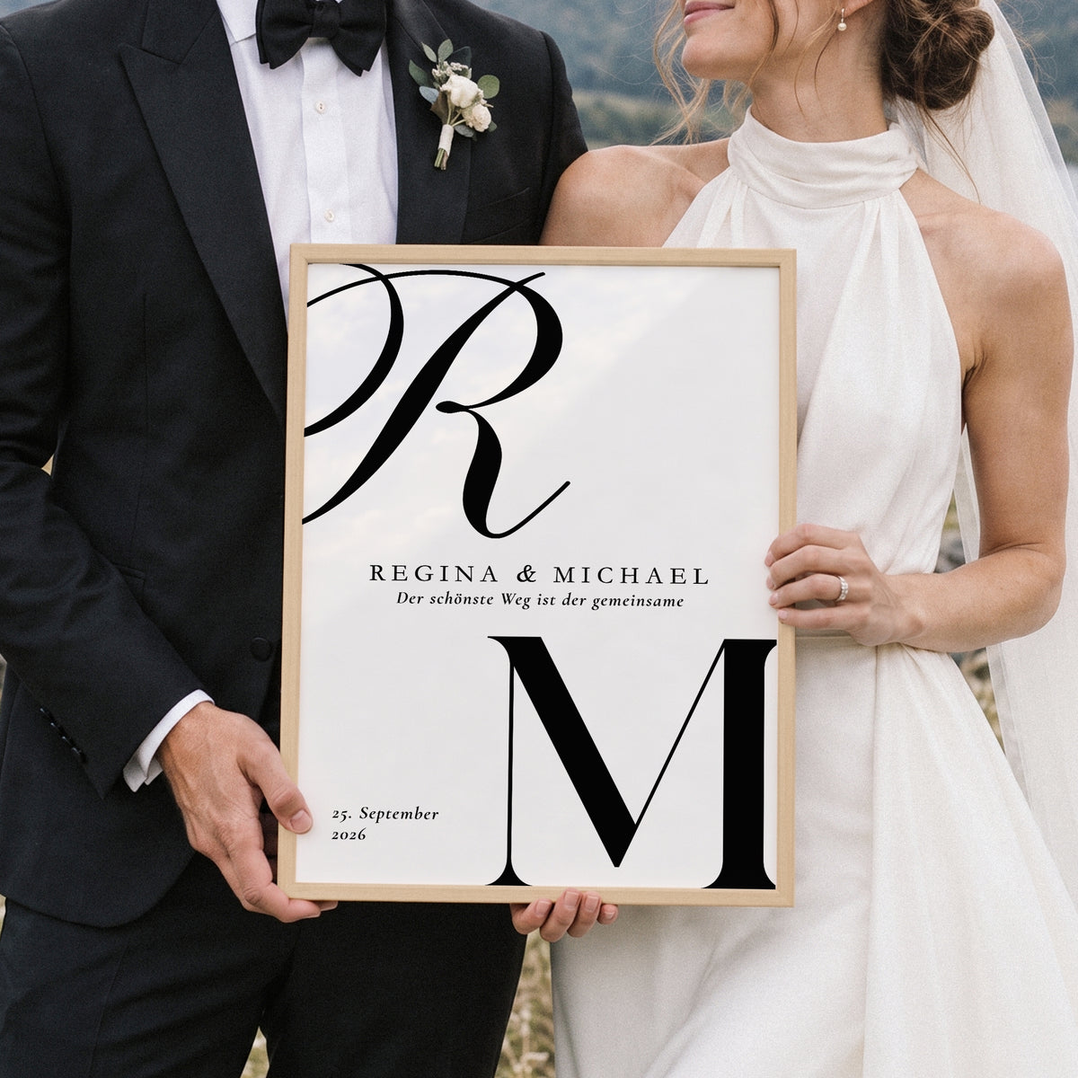 Personalisiertes Hochzeitsposter mit Initialen, Namen & Datum – Hochzeitsgeschenk für das Brautpaar