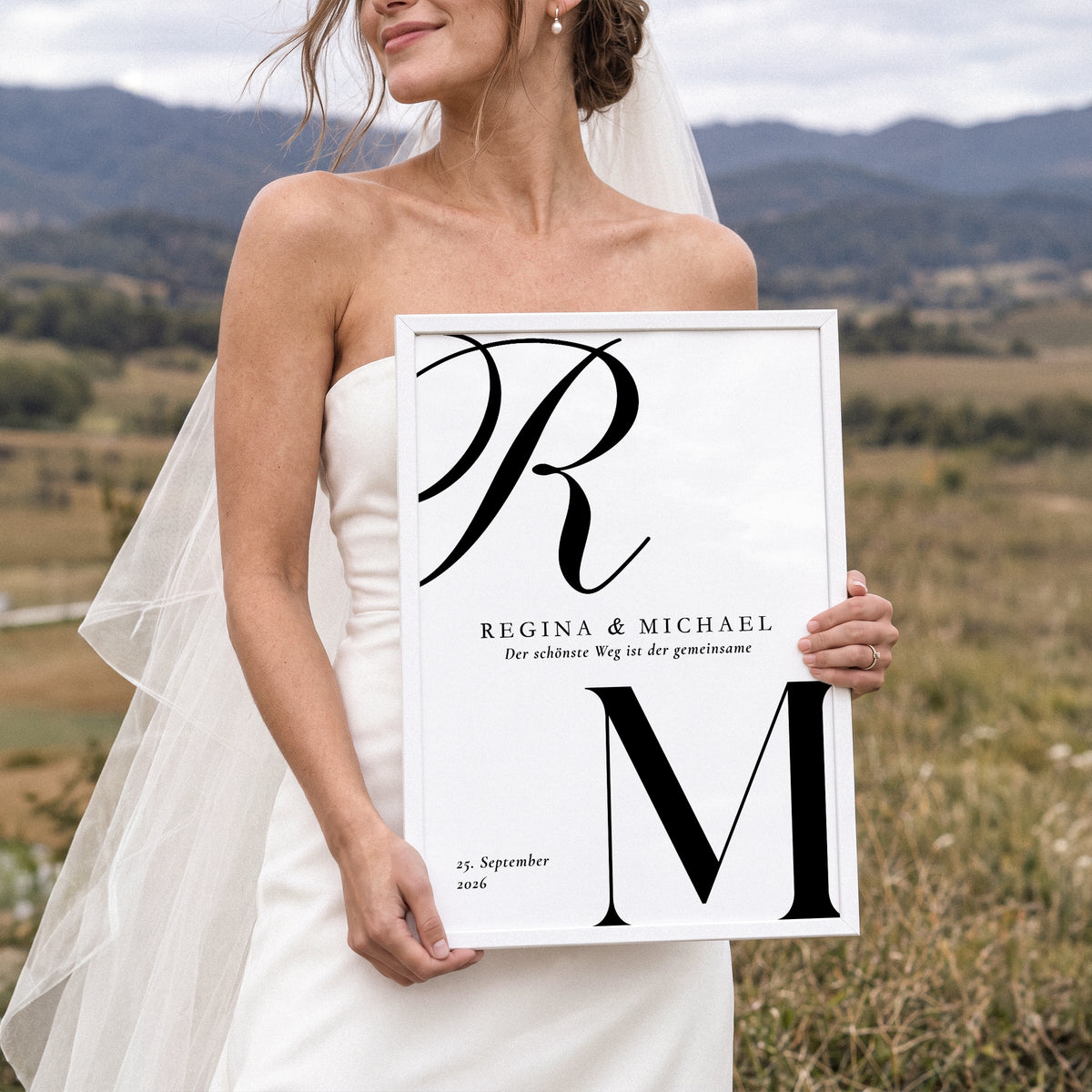 Personalisiertes Hochzeitsposter mit Initialen, Namen & Datum – Hochzeitsgeschenk für das Brautpaar