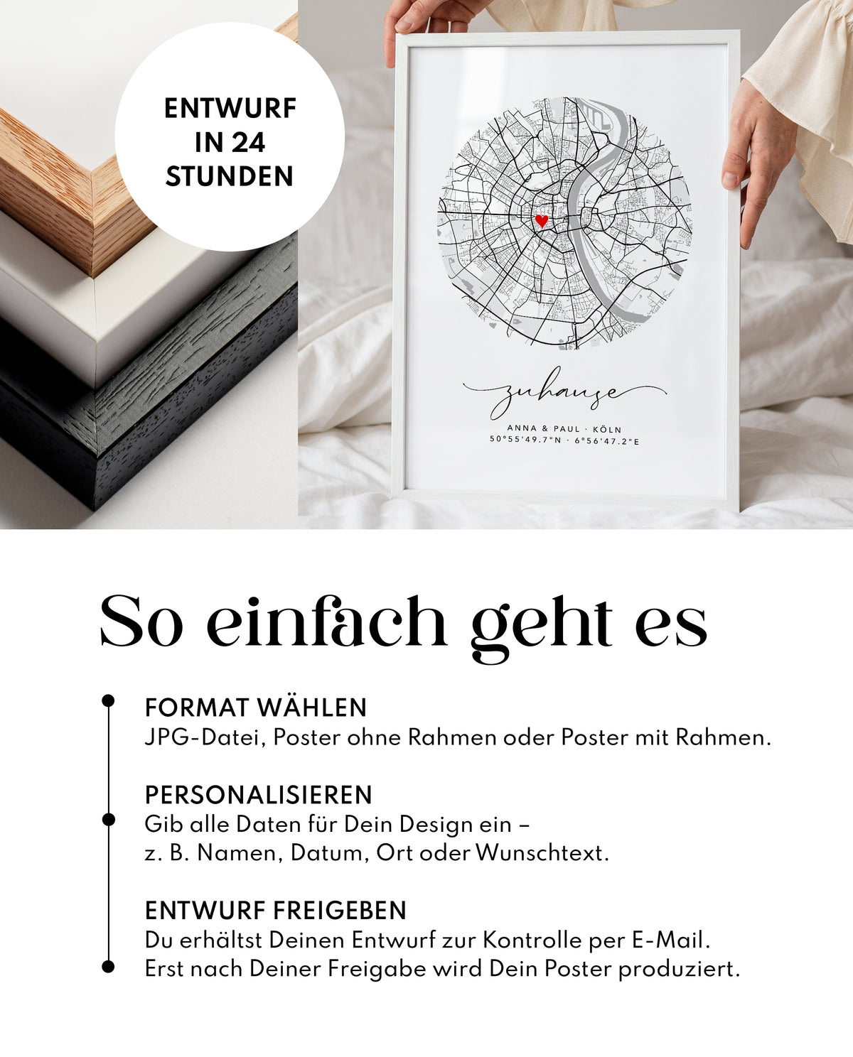 Stadtkarte mit Wunschort & Datum
