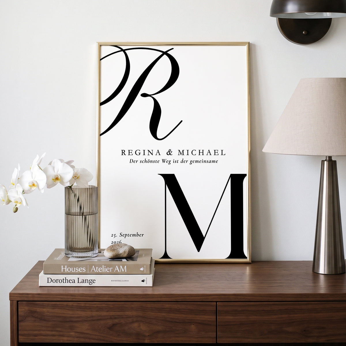 Personalisiertes Hochzeitsposter mit Initialen, Namen & Datum – Hochzeitsgeschenk für das Brautpaar