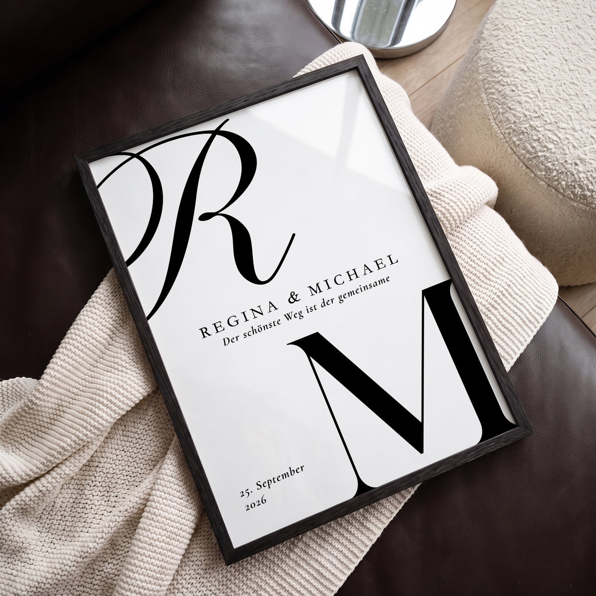 Personalisiertes Hochzeitsposter mit Initialen, Namen & Datum – Hochzeitsgeschenk für das Brautpaar