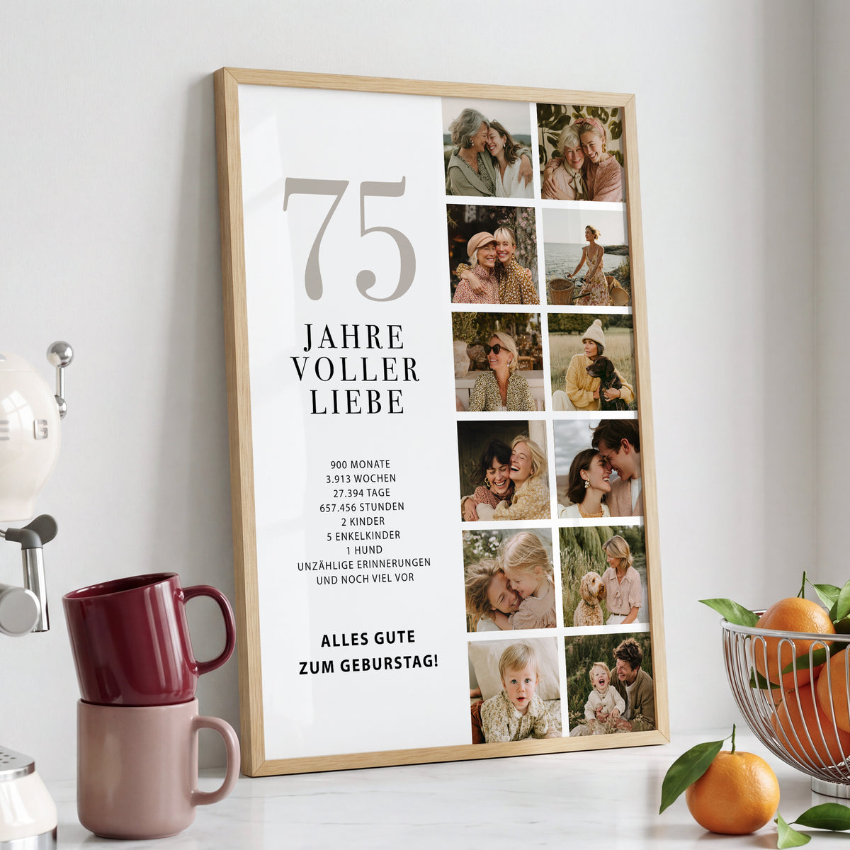 Personalisiertes Geburtstagsposter mit Fotocollage – Geschenk für Mama & Oma