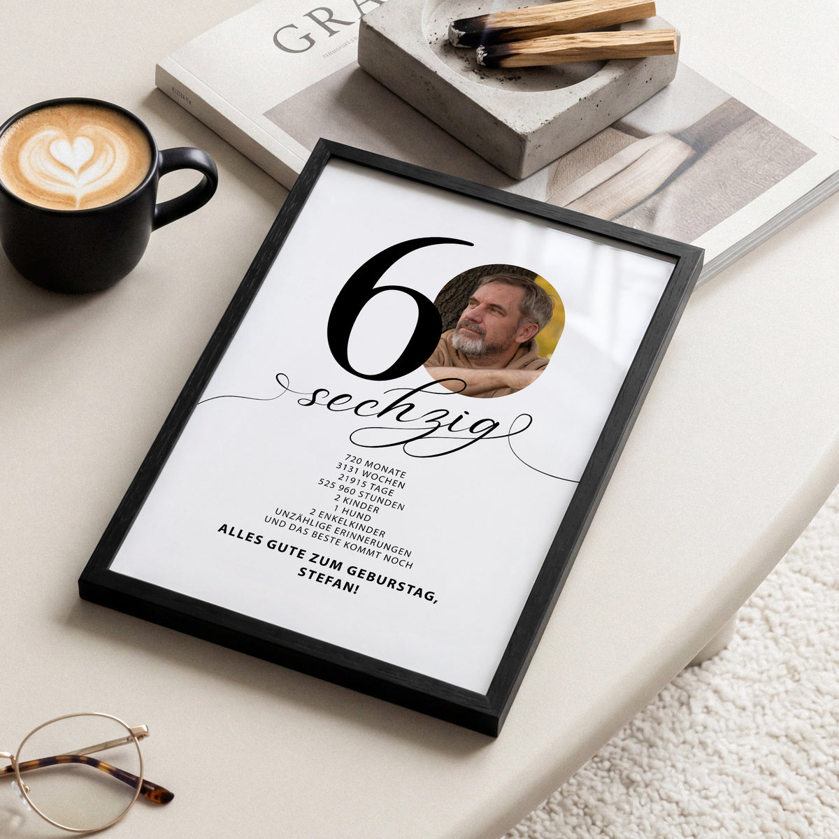 Geschenk zum 60. Geburtstag für Männer – Personalisiertes Geburtstagsposter mit Foto