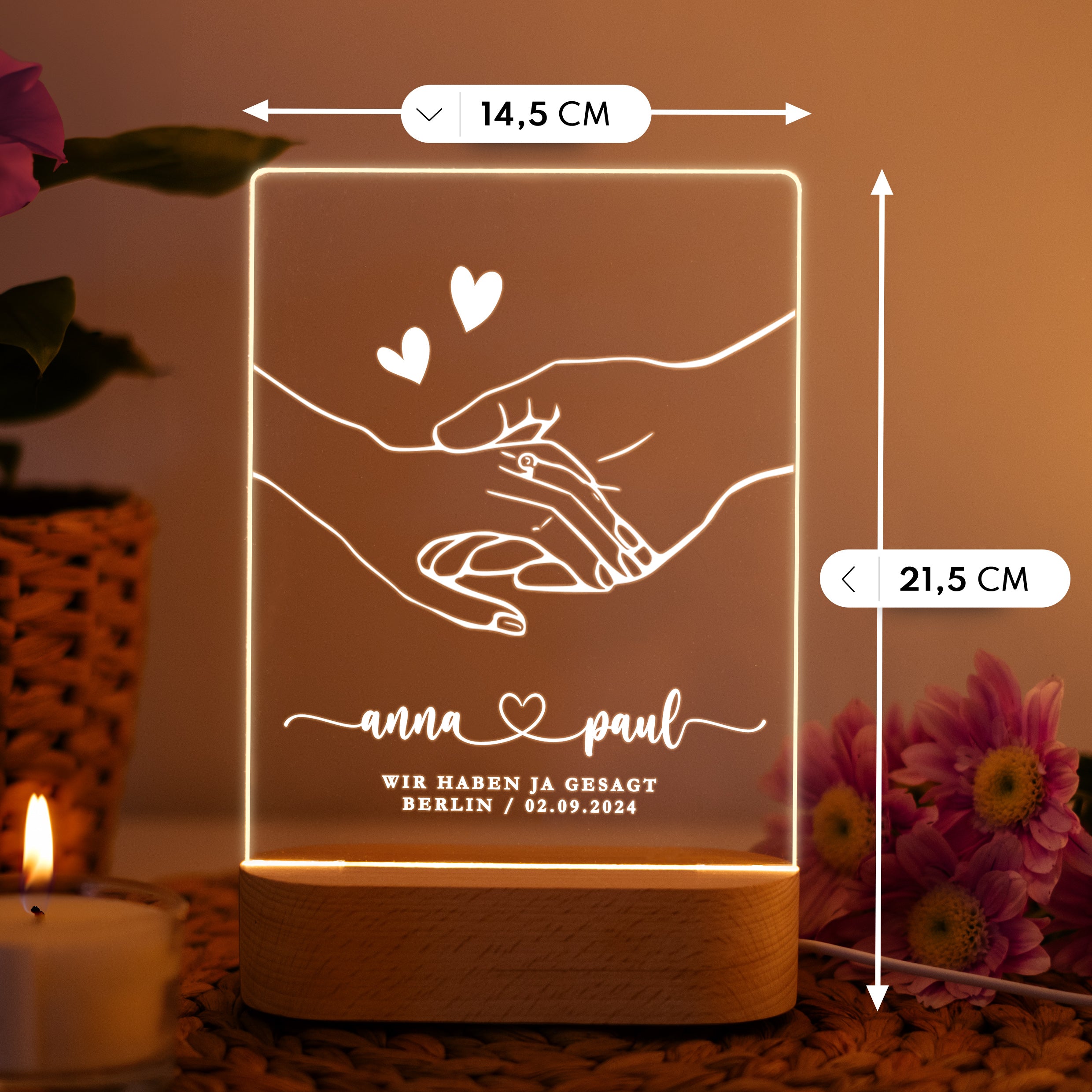 LED Nachtlicht - Hochzeitsgeschenk für Brautpaar