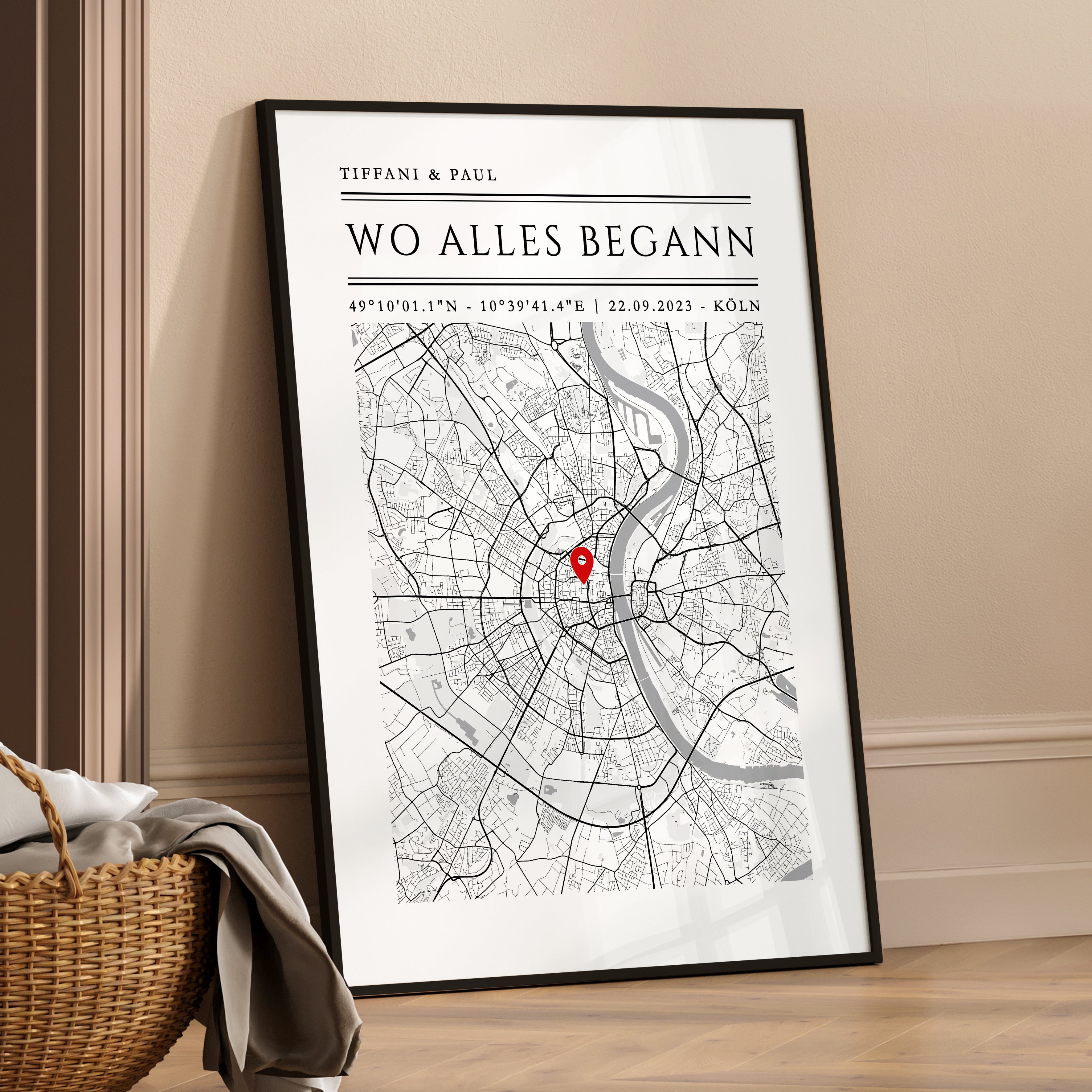 "Wo alles begann" Personalisierte Stadtkarte Hochzeitsgeschenk
