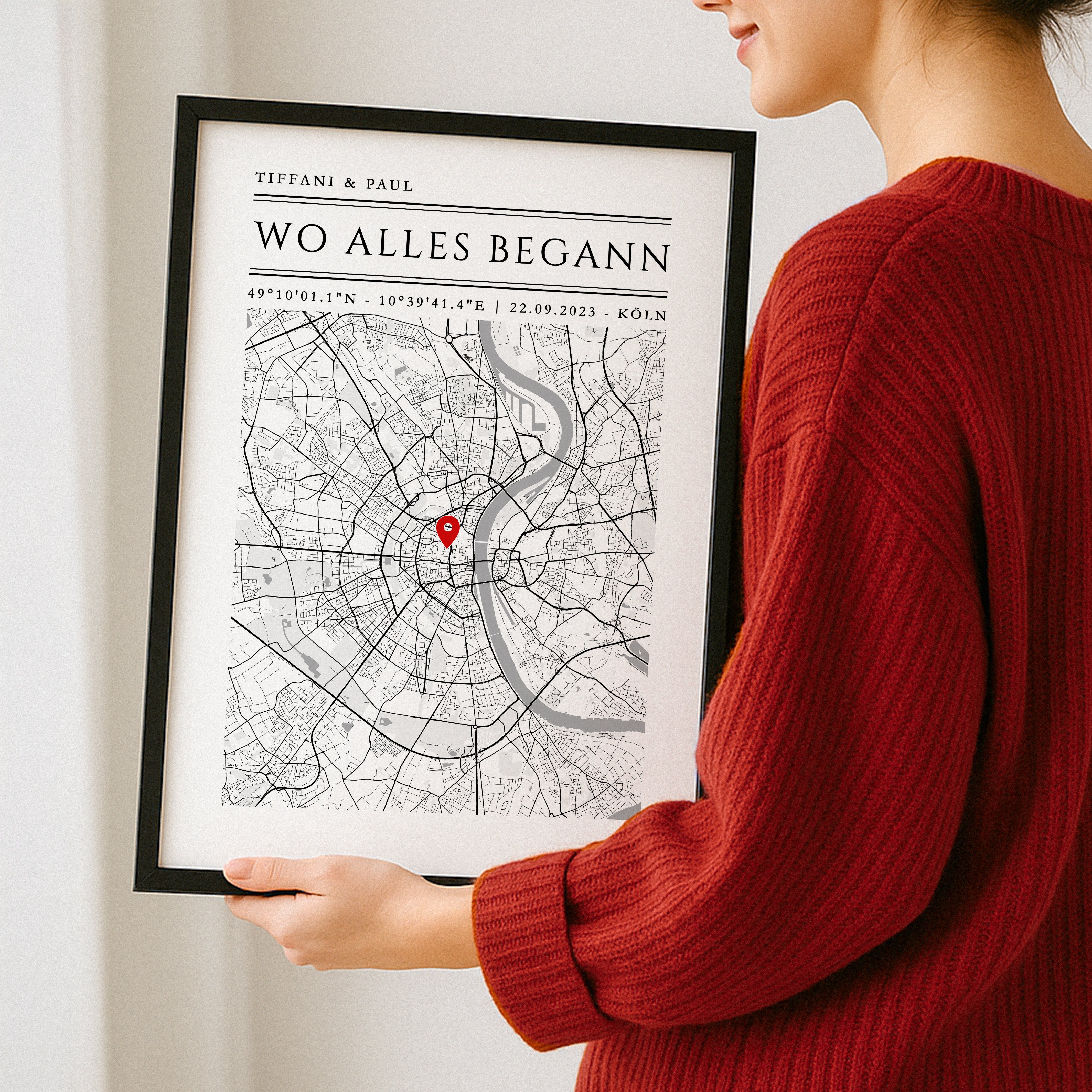 "Wo alles begann" Personalisierte Stadtkarte Hochzeitsgeschenk