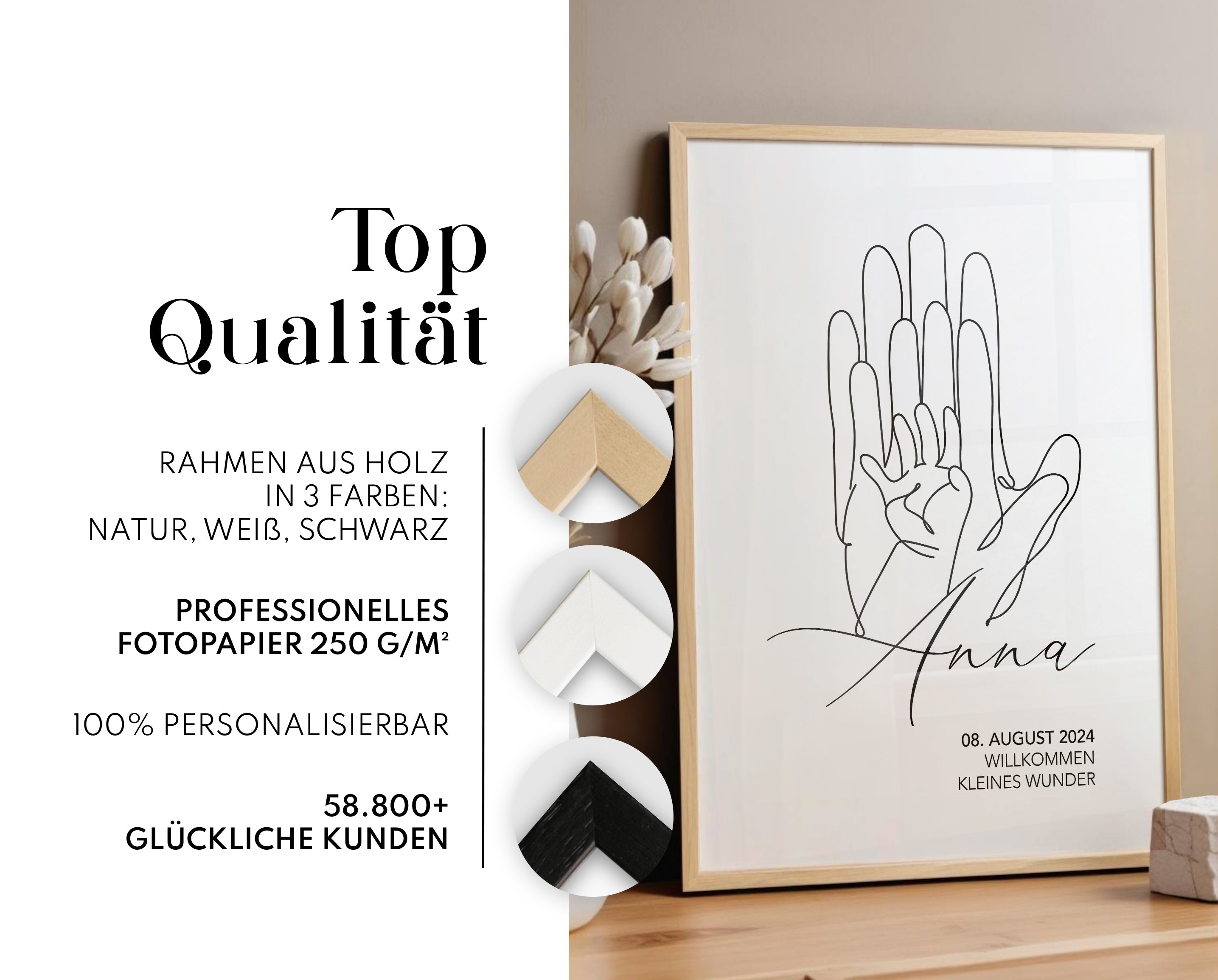 Personalisiertes Baby Bild - Geschenk zur Geburt für Eltern