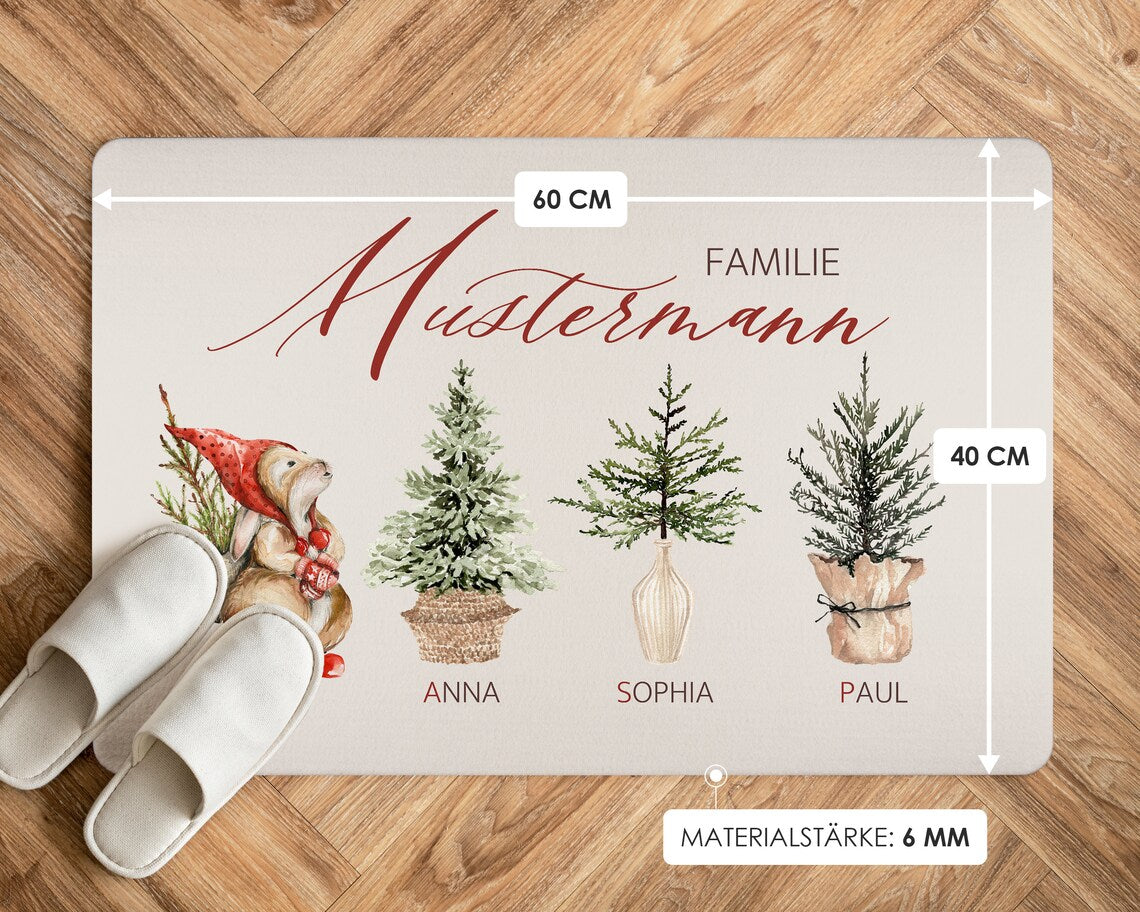 Personalisierte Fußmatte - Weihnachtsgeschenk für Familie und Nachbarn