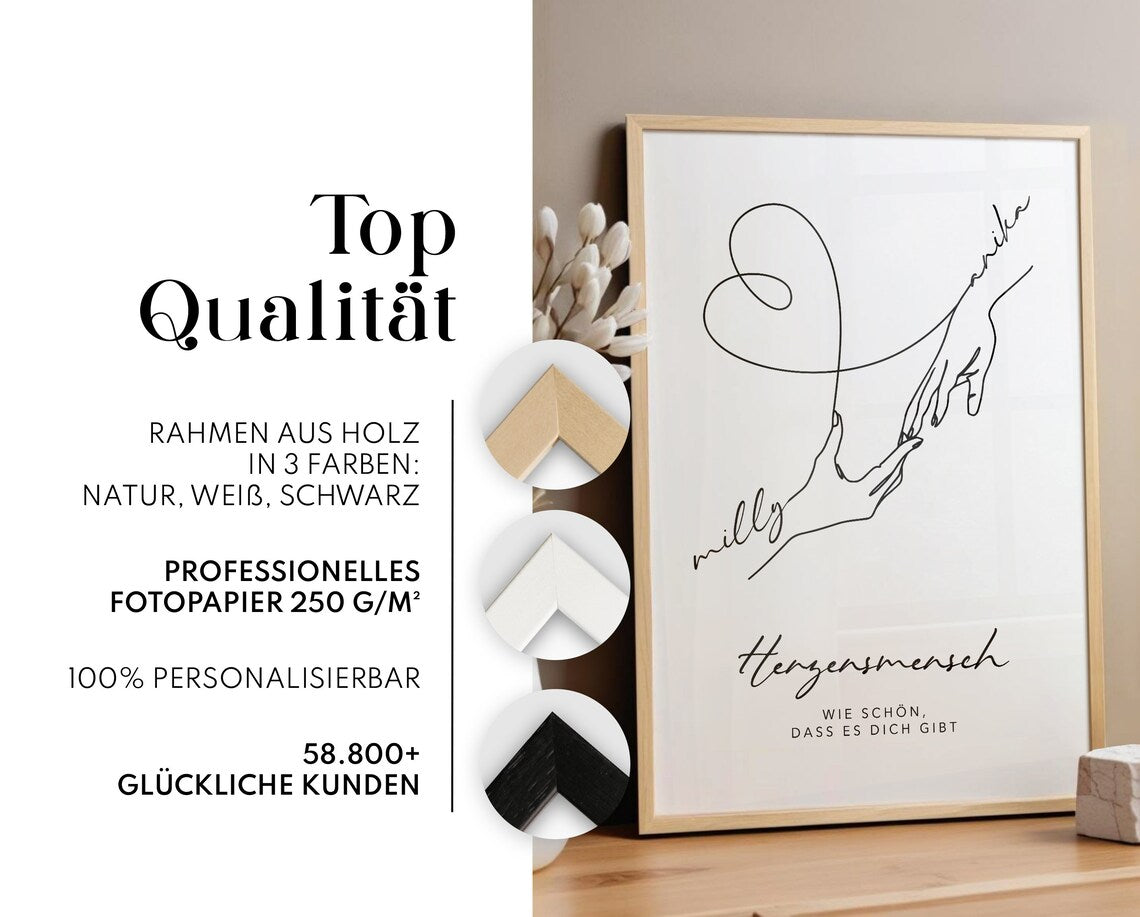 Herzensmensch Geschenk – Personalisierbares Bild für Freundin