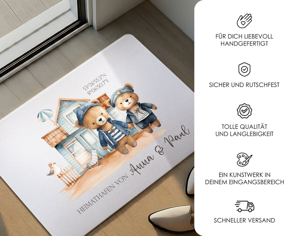 Fußmatte ‚Haus am Meer‘ – Einzugsgeschenk für Familie oder Freunde