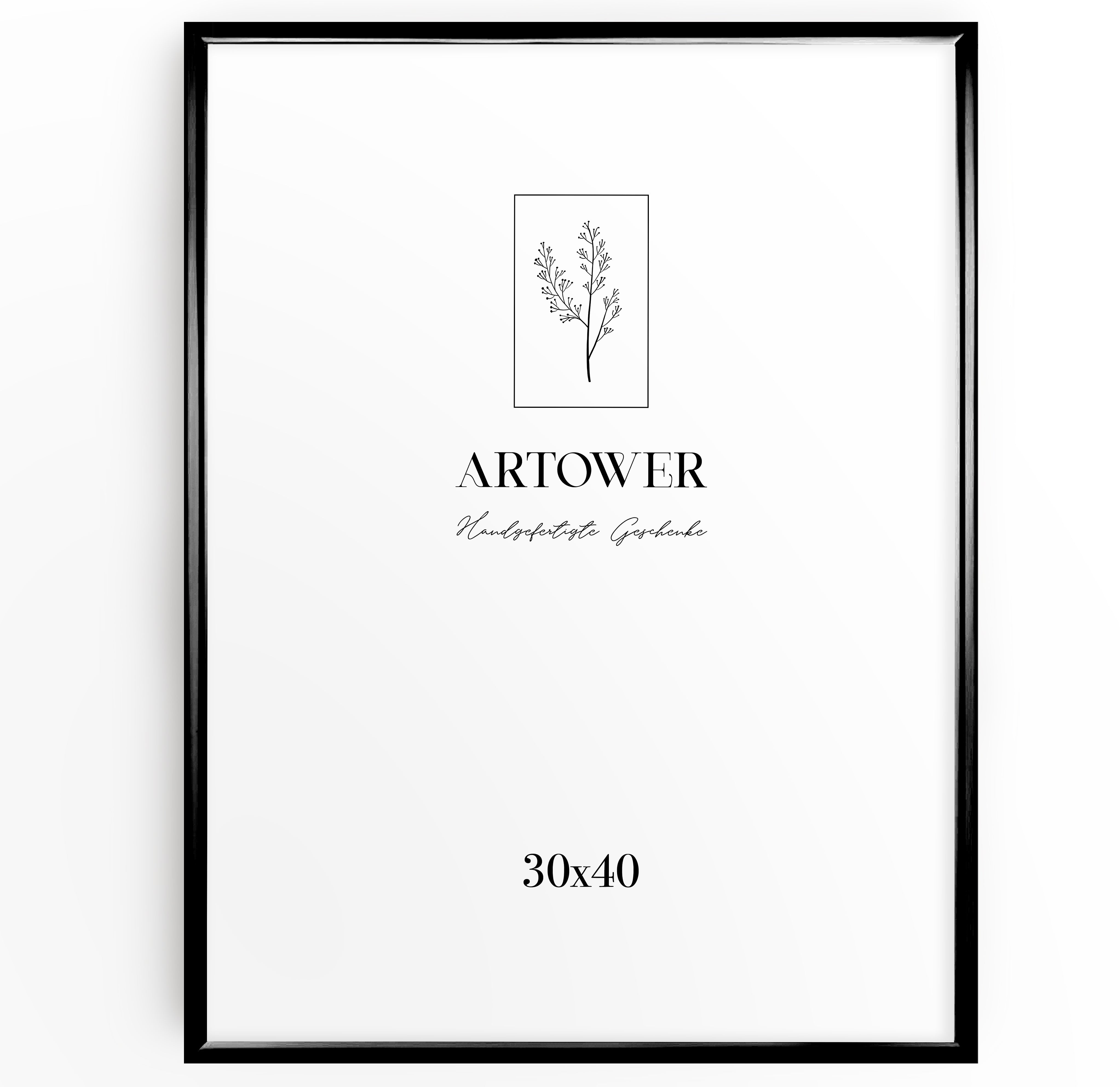 Bilderrahmen für 30 x 40 cm - Alu Schwarz