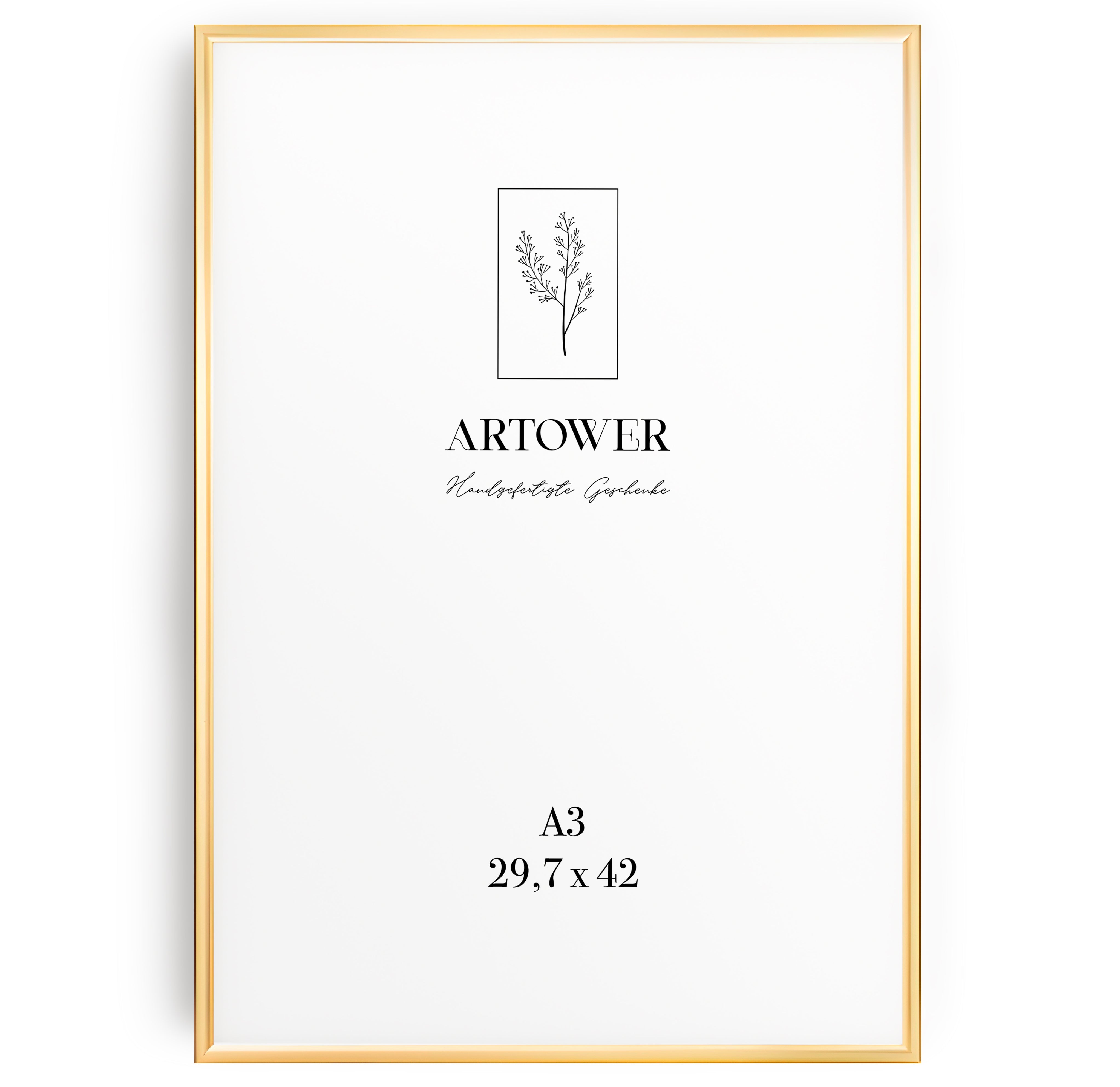 Artower® Bilderrahmen A3 (29,7 x 42 cm) Gold aus Metall – Dünner Alurahmen für Wand