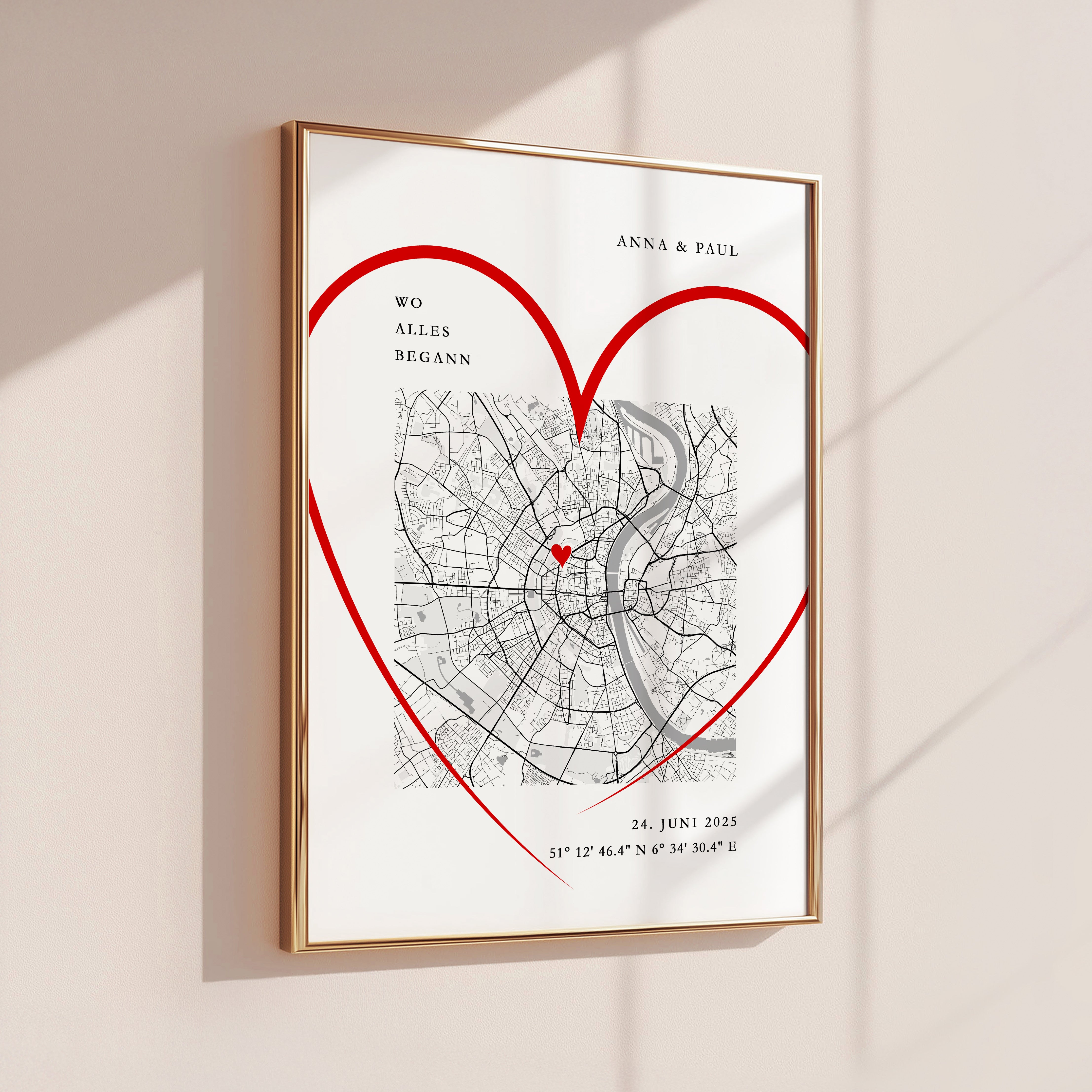 Wo alles begann Poster Herz Stadtkarte