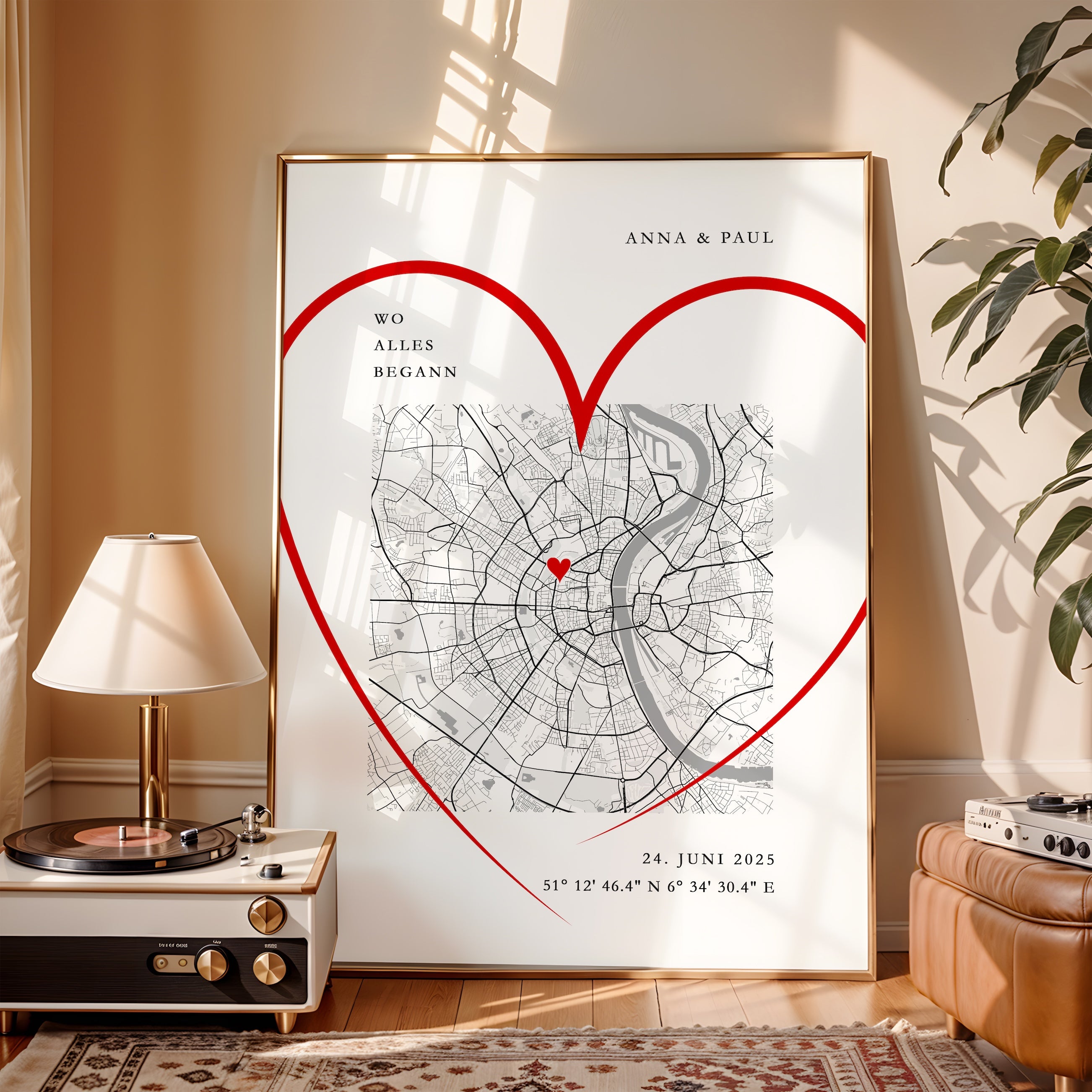 Wo alles begann Poster Herz Stadtkarte