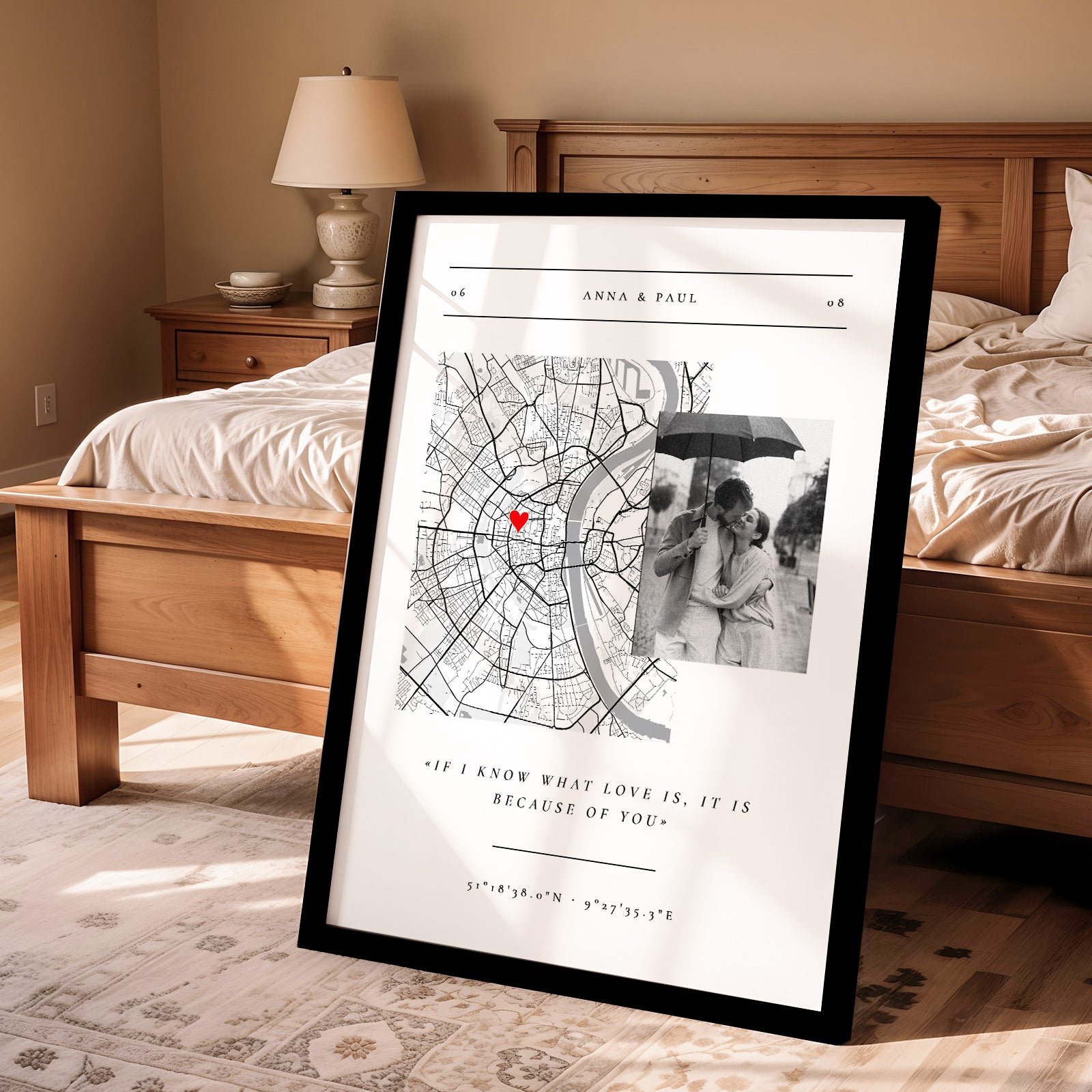 Personalisierte Stadtkarte Partner Geschenk