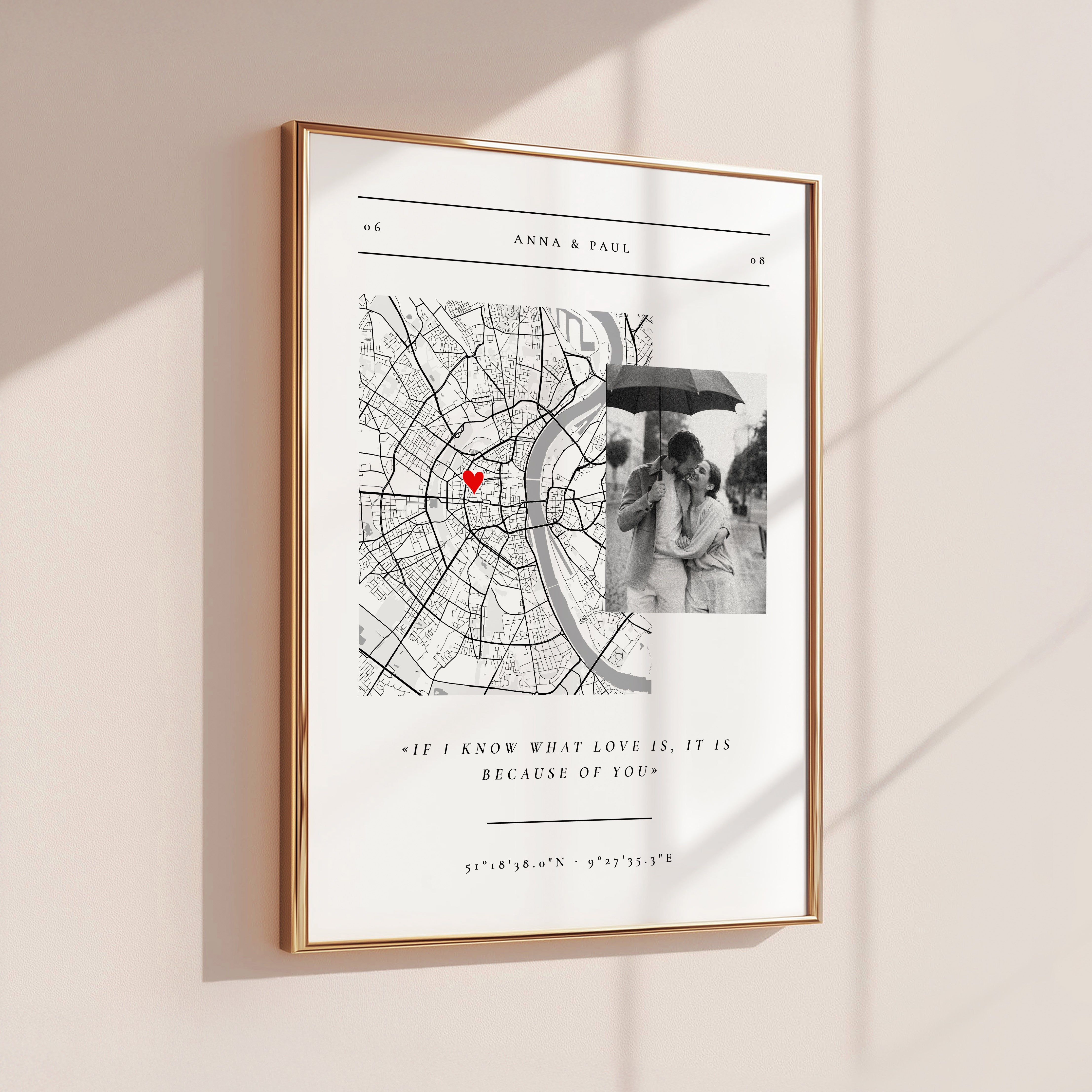 Personalisierte Stadtkarte Partner Geschenk