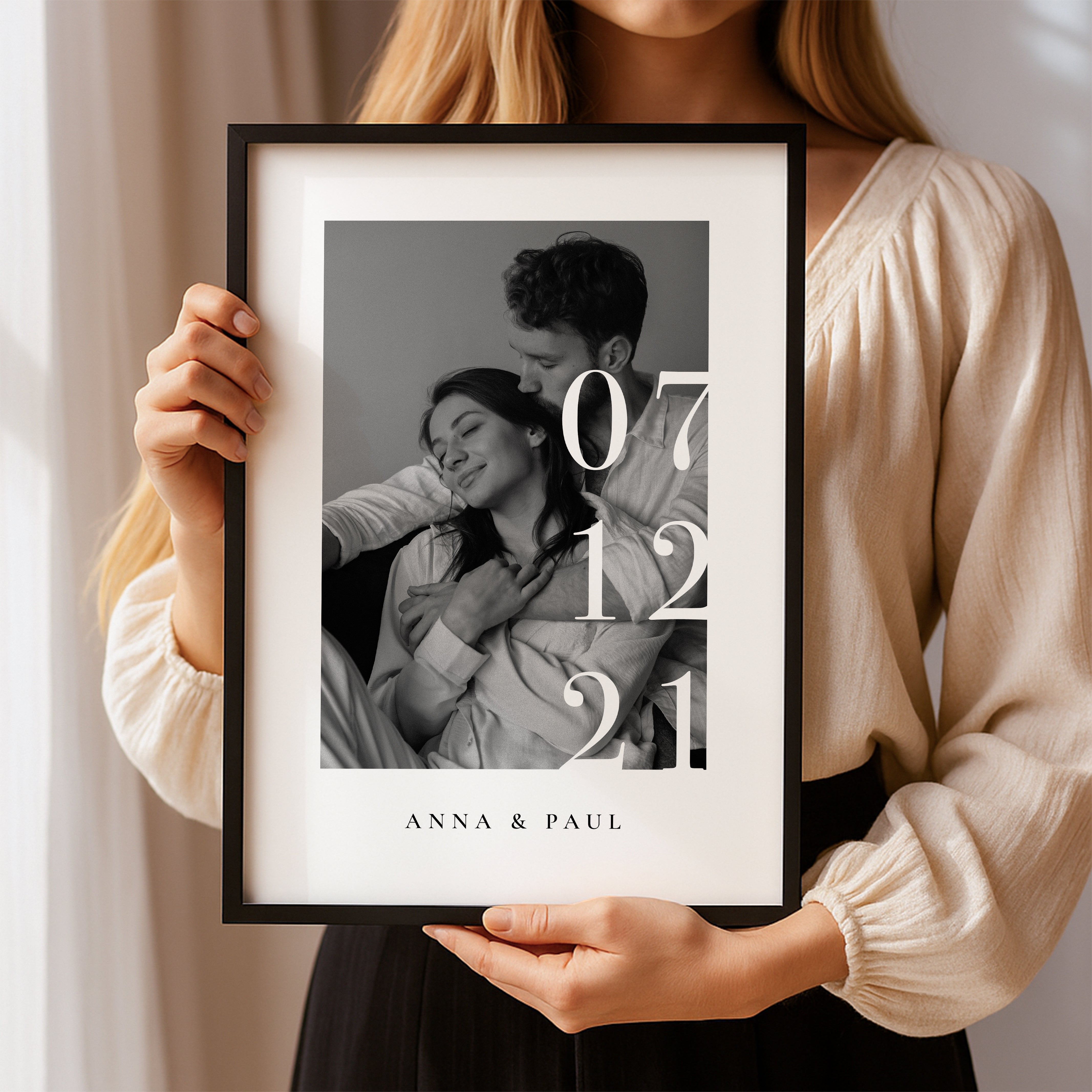 Jahrestag Geschenk – Personalisiertes Poster mit Namen, Datum & Foto
