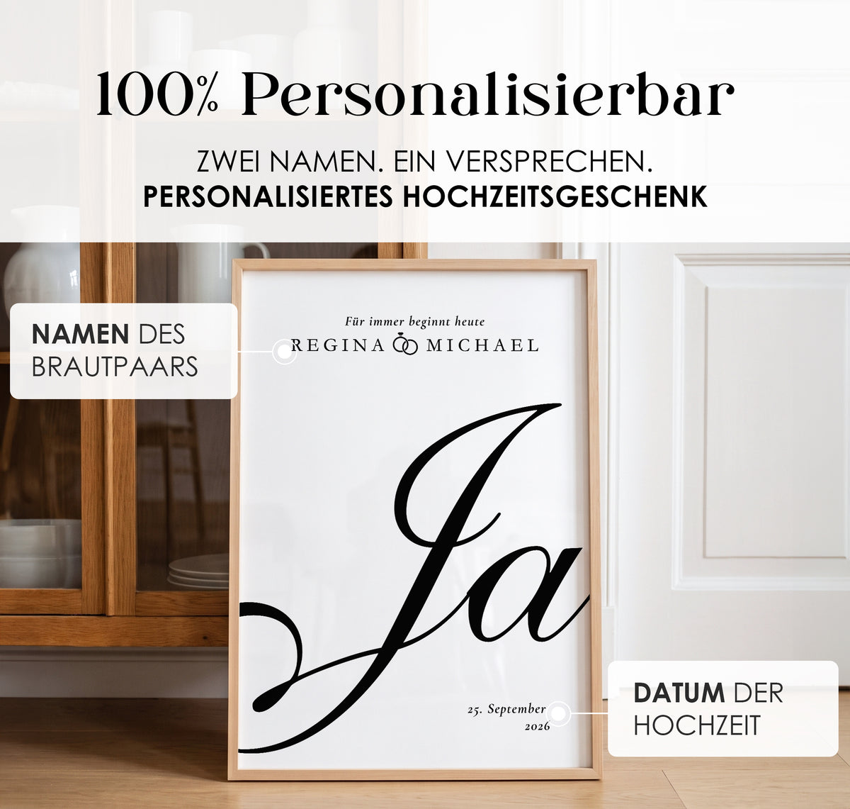 Hochzeitsposter „Für immer beginnt heute“ – Personalisiert mit Namen & Datum
