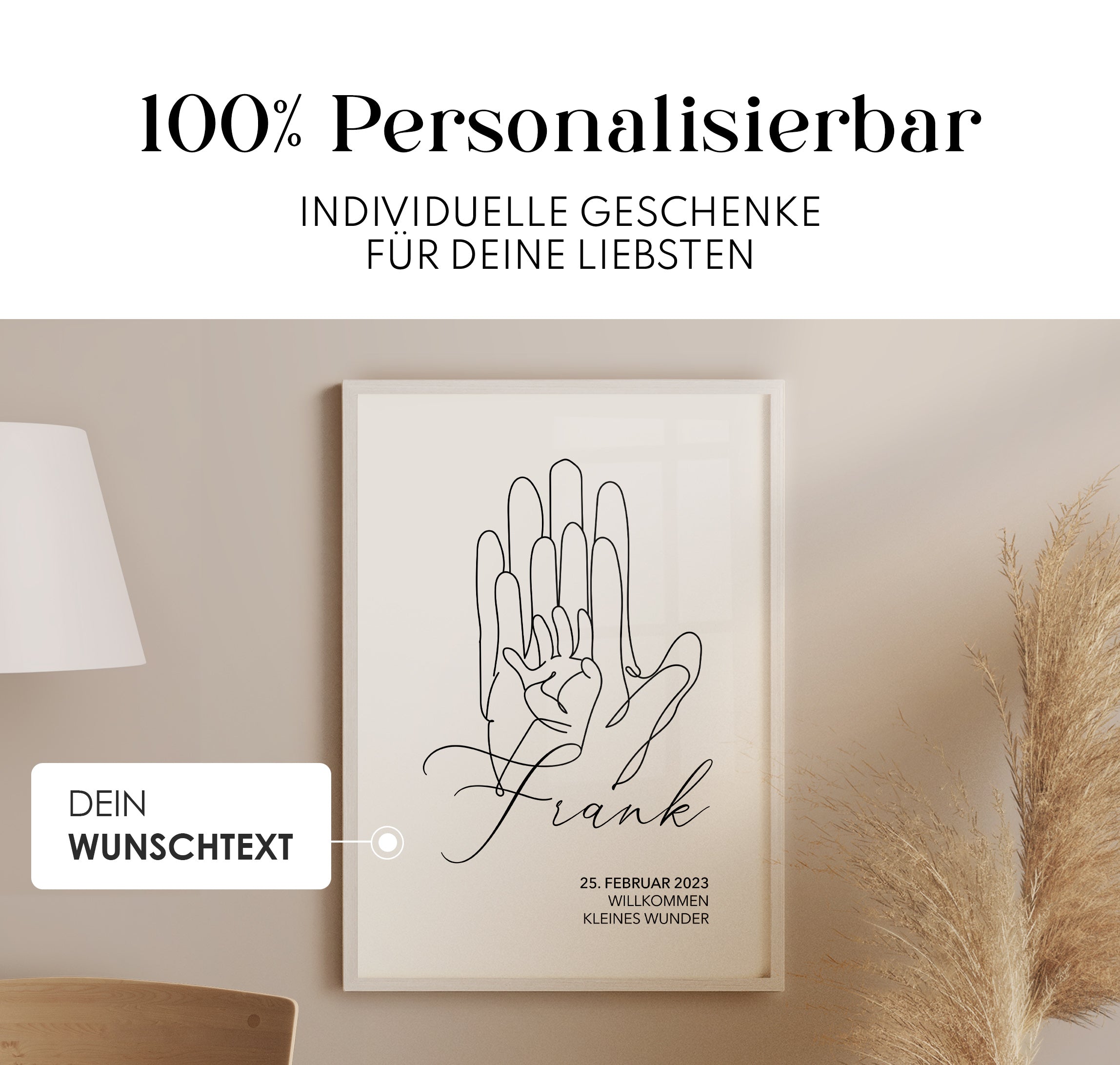 Personalisiertes Baby Bild - Geschenk zur Geburt für Eltern