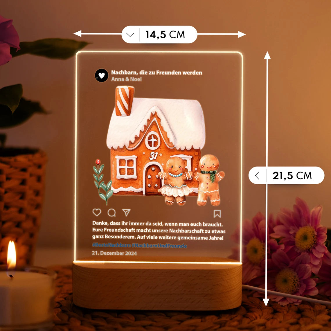 Nachtlicht mit Spruch - Weihnachtsgeschenk für Lieblingsnachbarn