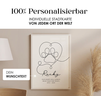 Haustier Andenken – Personalisiertes Trauerposter mit Pfotenabdruck