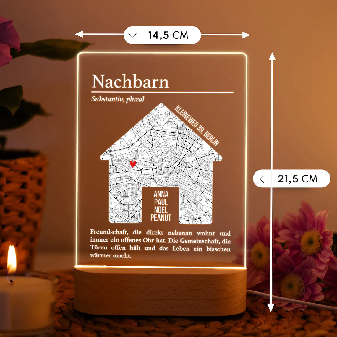 LED Nachtlicht - Geschenk für Nachbarn Weihnachten oder Geburtstag