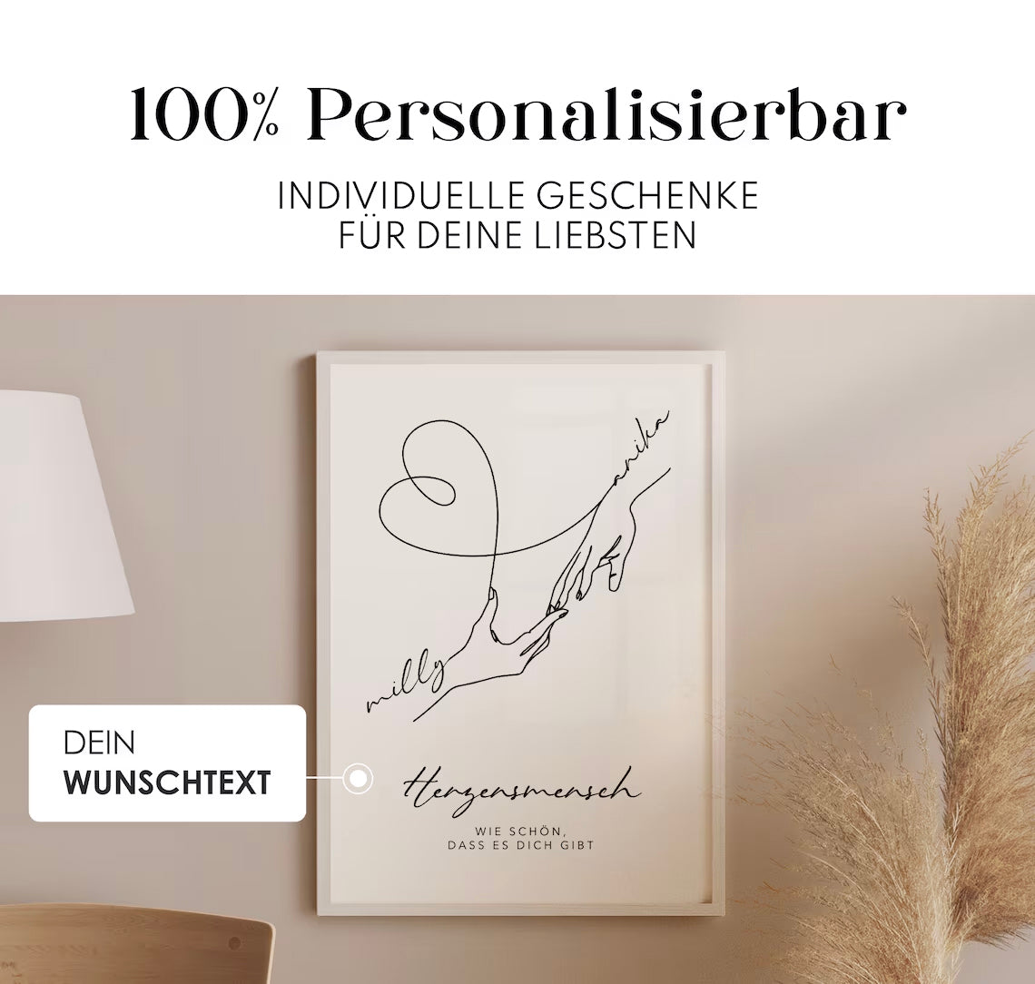Herzensmensch Geschenk – Personalisierbares Bild für Freundin