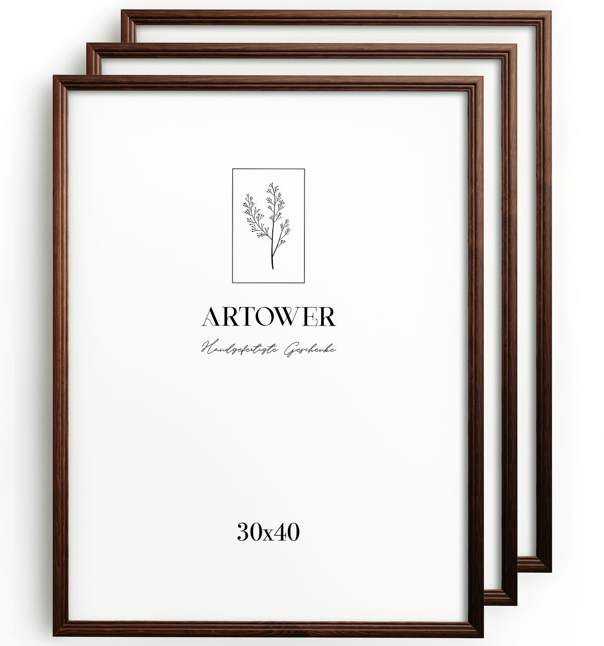 3 Bilderrahmen Vintage Braun, Format 30 x 40 cm – Artower 3er Set
