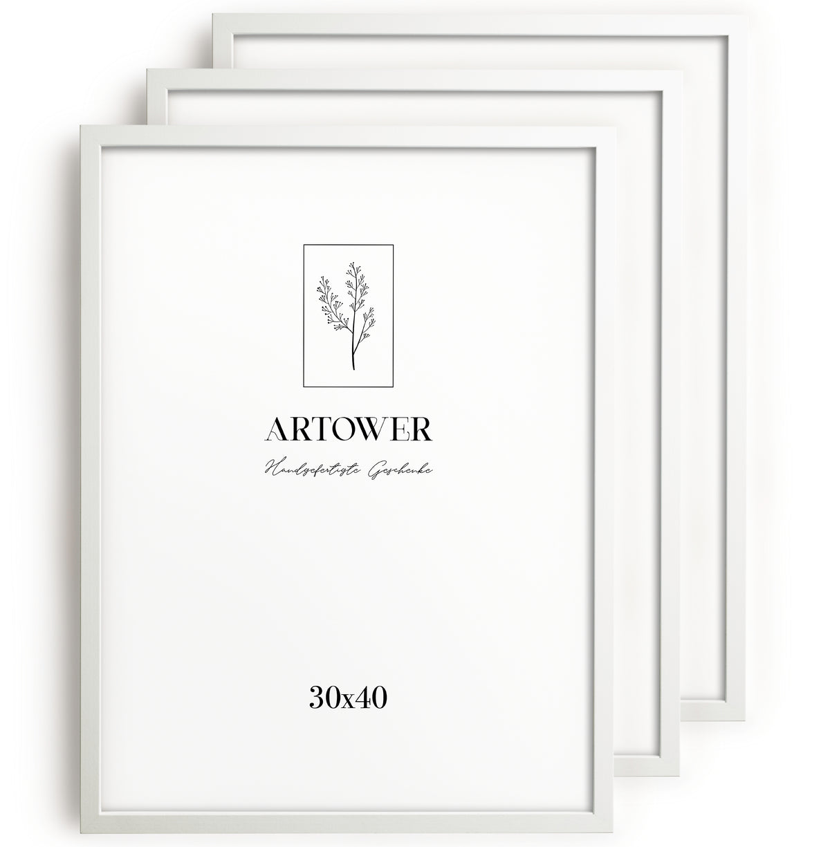 3 Bilderrahmen Holz Weiß, Format 30 x 40 cm – Artower 3er Set