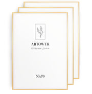 3 Bilderrahmen Alu Gold, Format 50 x 70 cm – Artower 3er Set