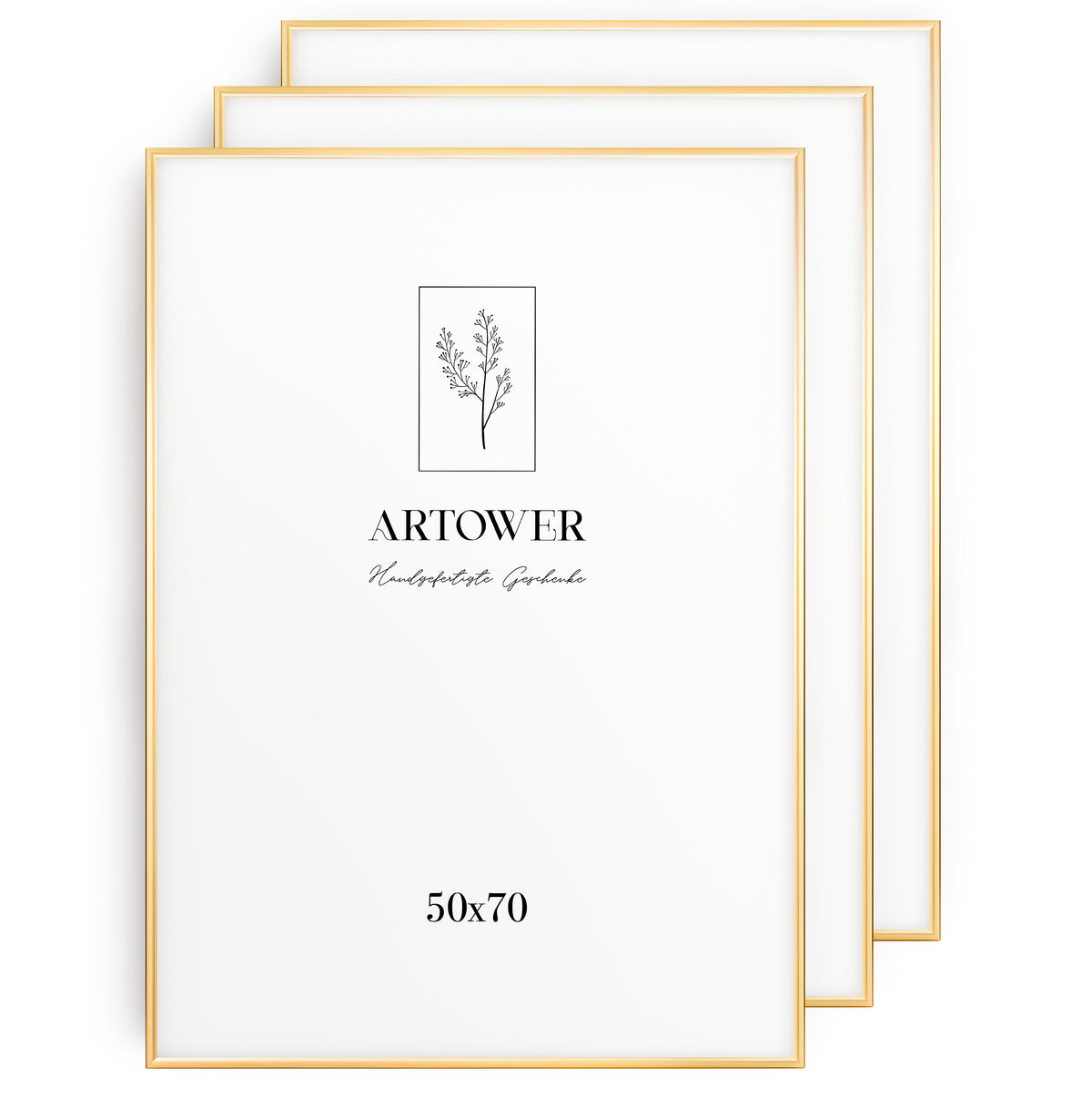3 Bilderrahmen Alu Gold, Format 50 x 70 cm – Artower 3er Set